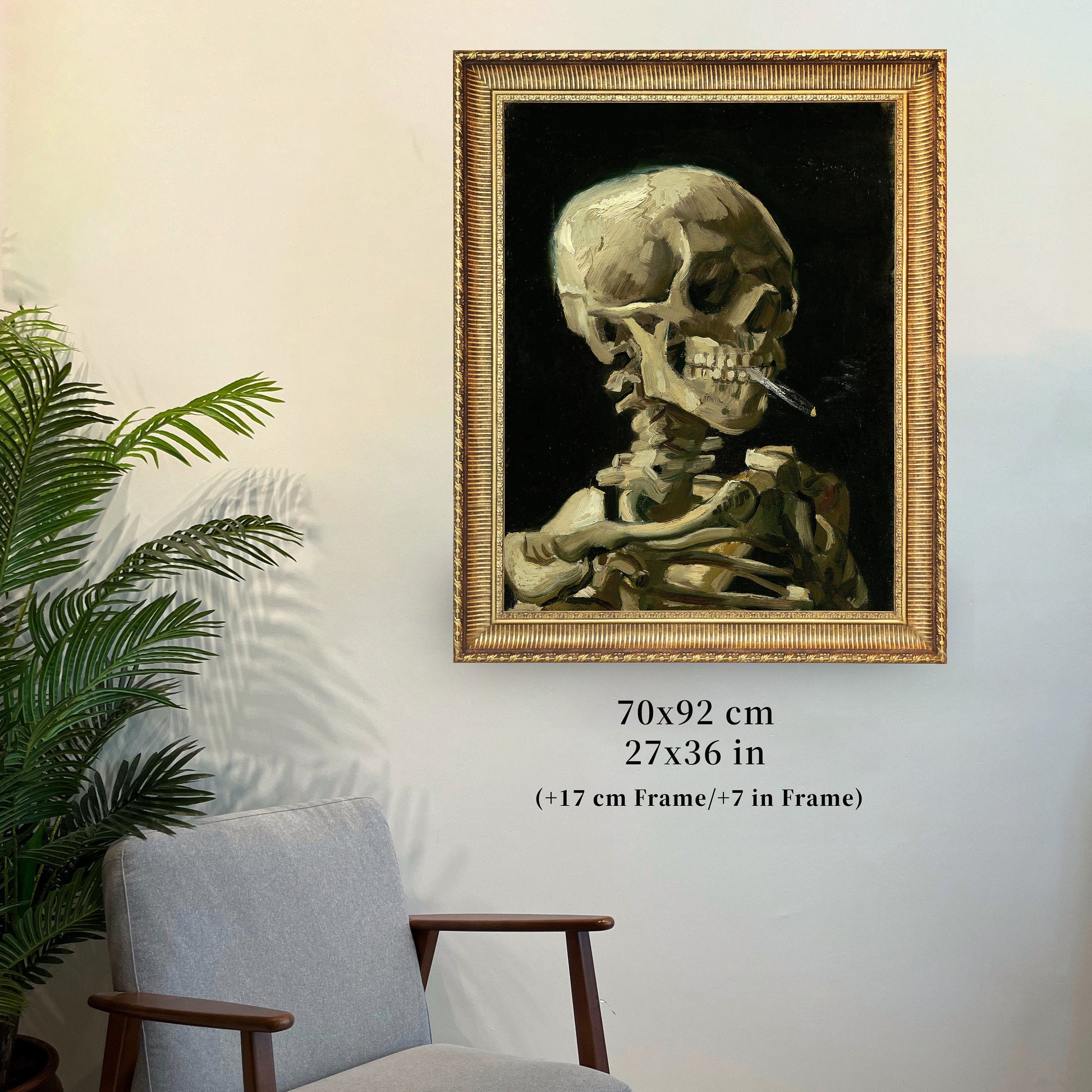 Skull of a Skeleton with Burning Cigarette by Vincent Van Gogh, 3d Printed, Famous Painting, Museum Prints, Fine Art Print