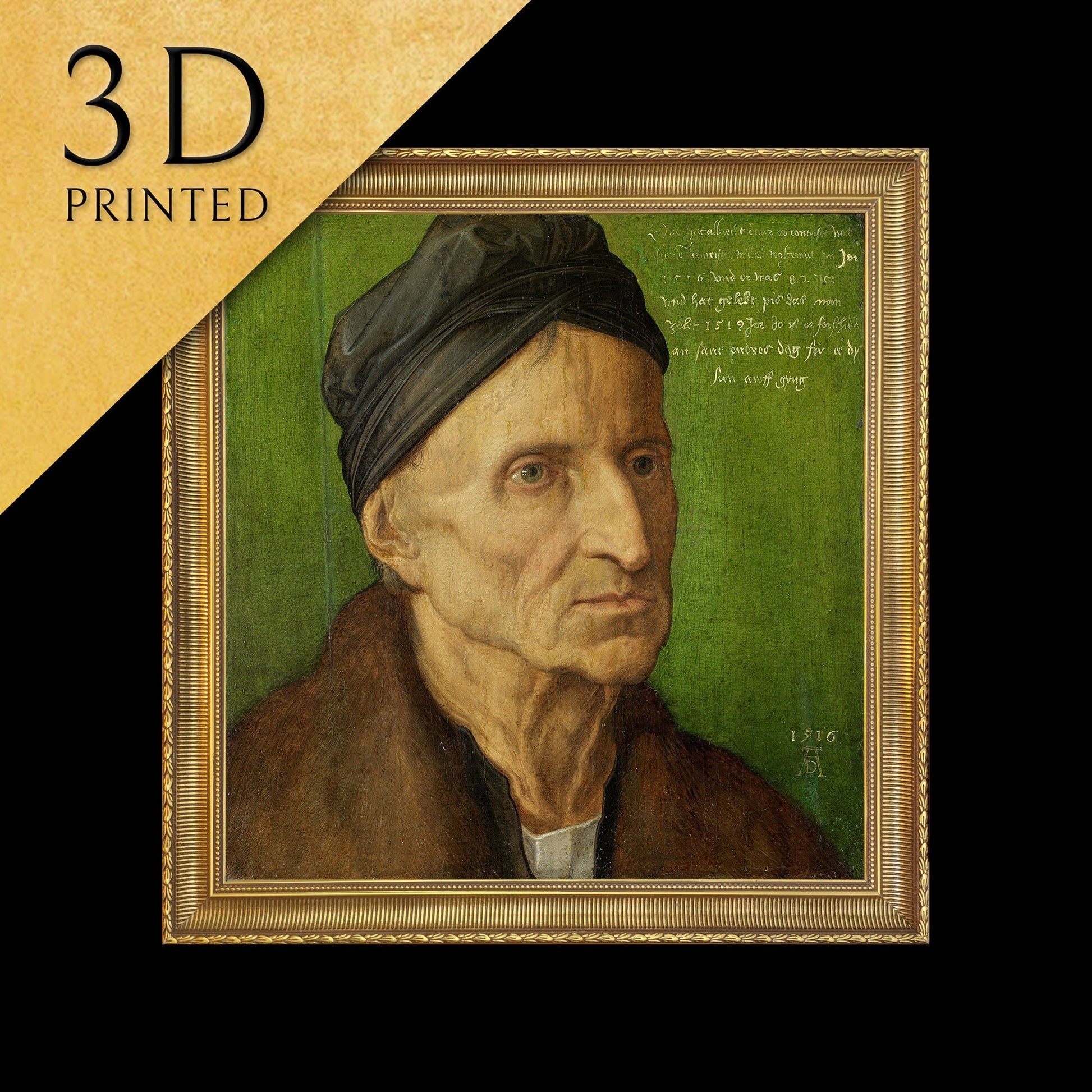 Portrait of Michael Wolgemut by Albrecht Dürer, 3d Printed with texture and brush strokes looks like original oil painting