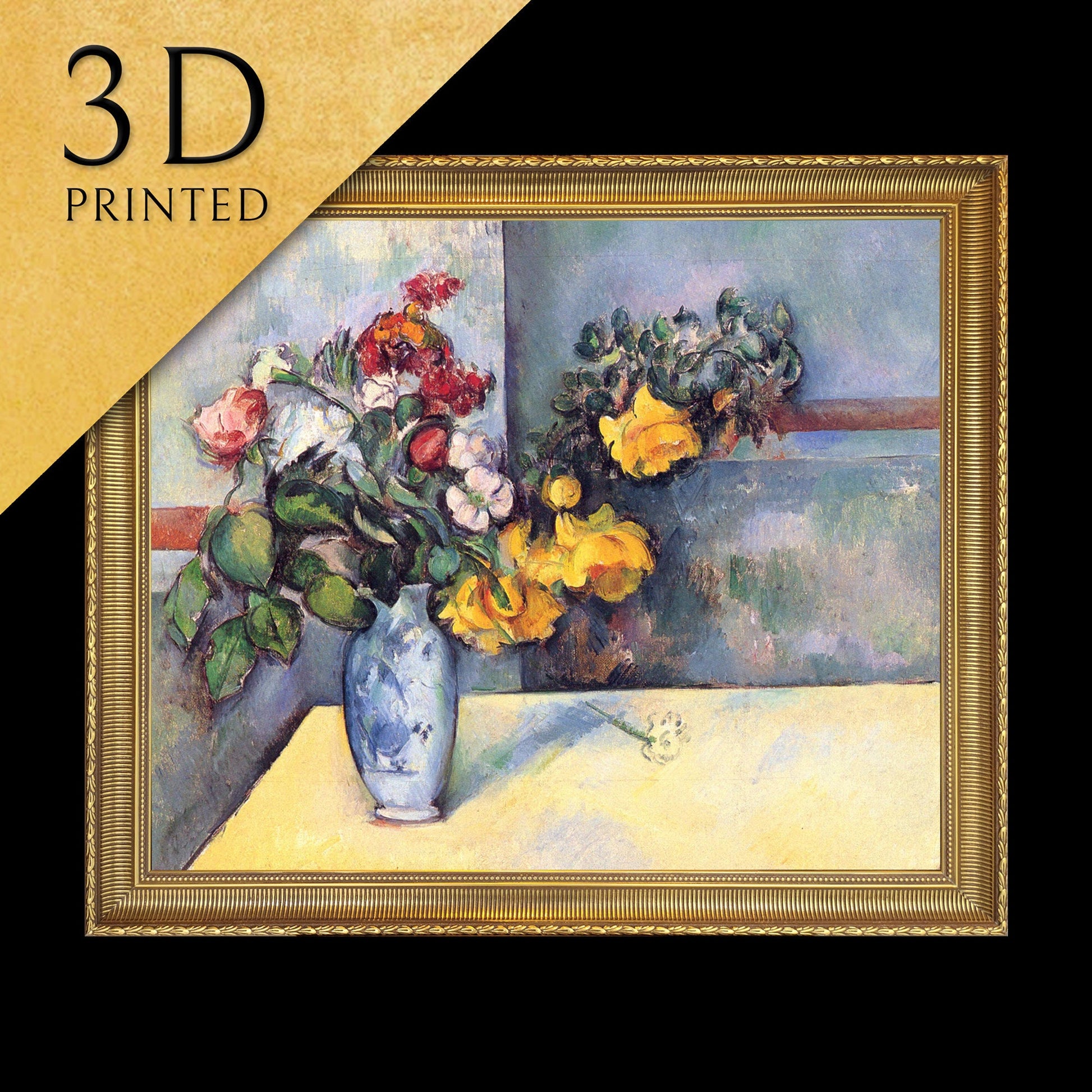 Still Life Flowers in a Vase by Paul Cezanne, 3d Printed with texture and brush strokes looks like original oil painting