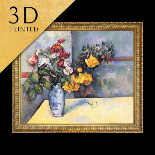 Still Life Flowers in a Vase by Paul Cezanne, 3d Printed with texture and brush strokes looks like original oil painting