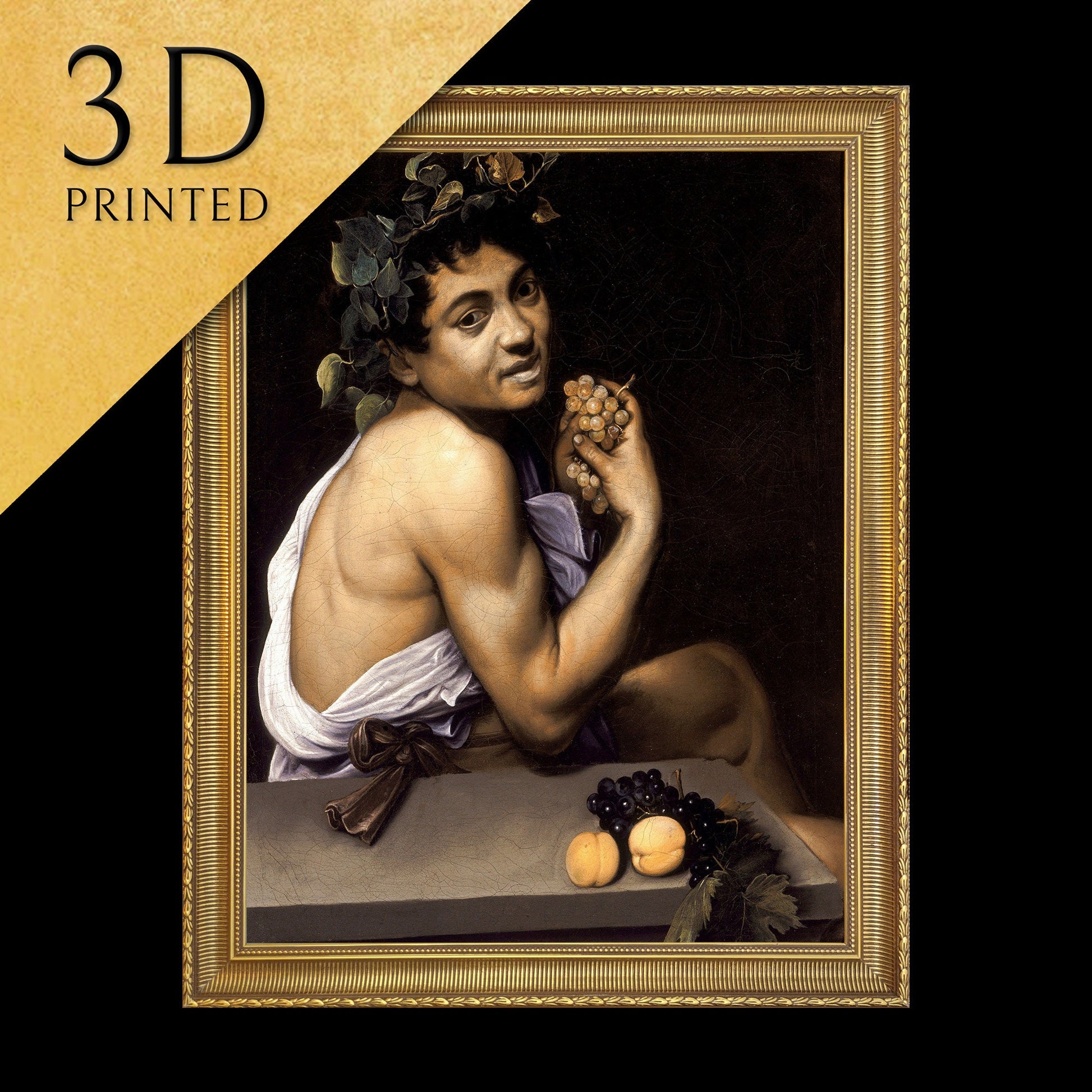 Young Sick Bacchus by Caravaggio, 3d Printed with texture and brush strokes looks like original oil painting