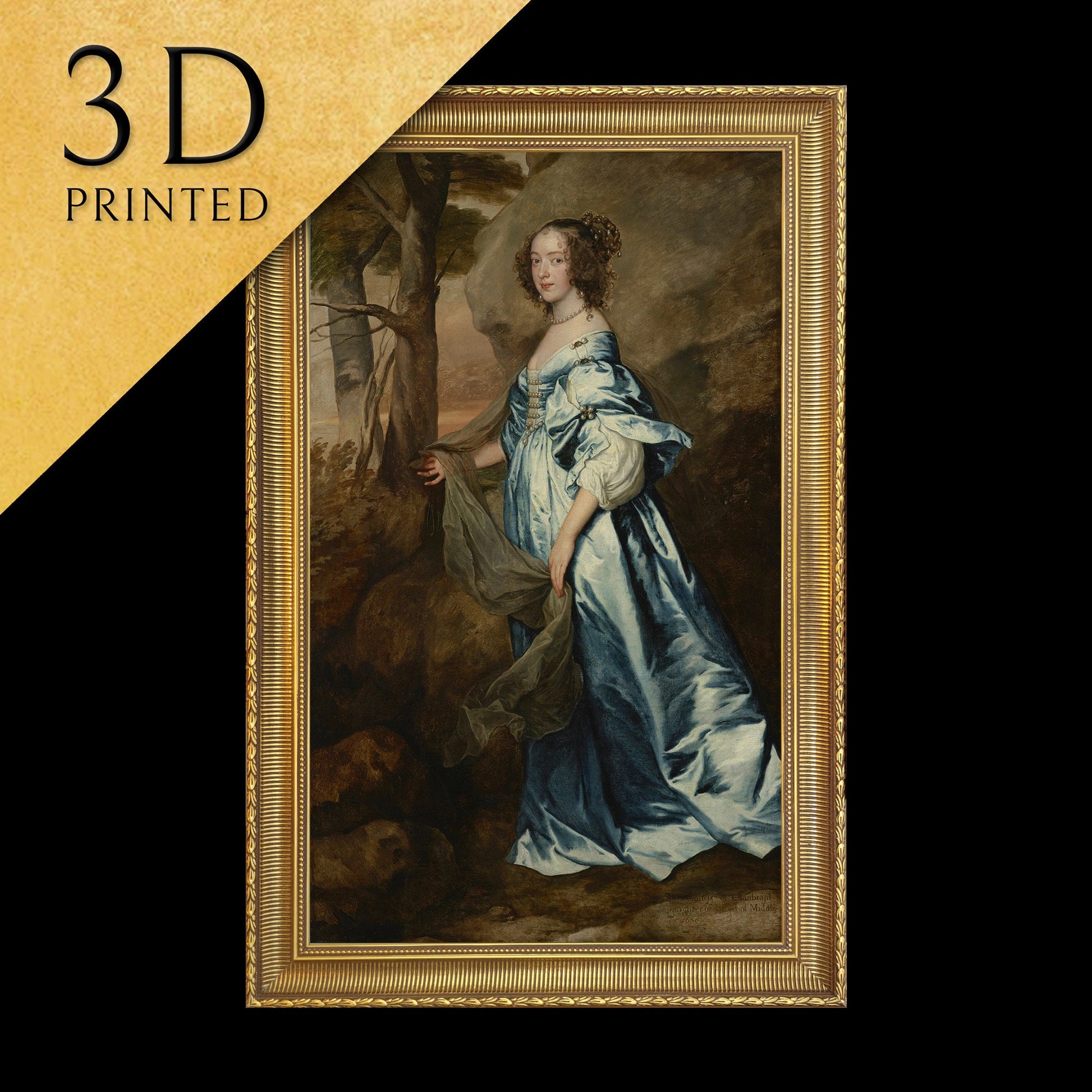 Lady Anne Carey, Countess of Clanbrassil by Anthony van Dyck, 3d Printed with texture and brush strokes looks like original oil painting