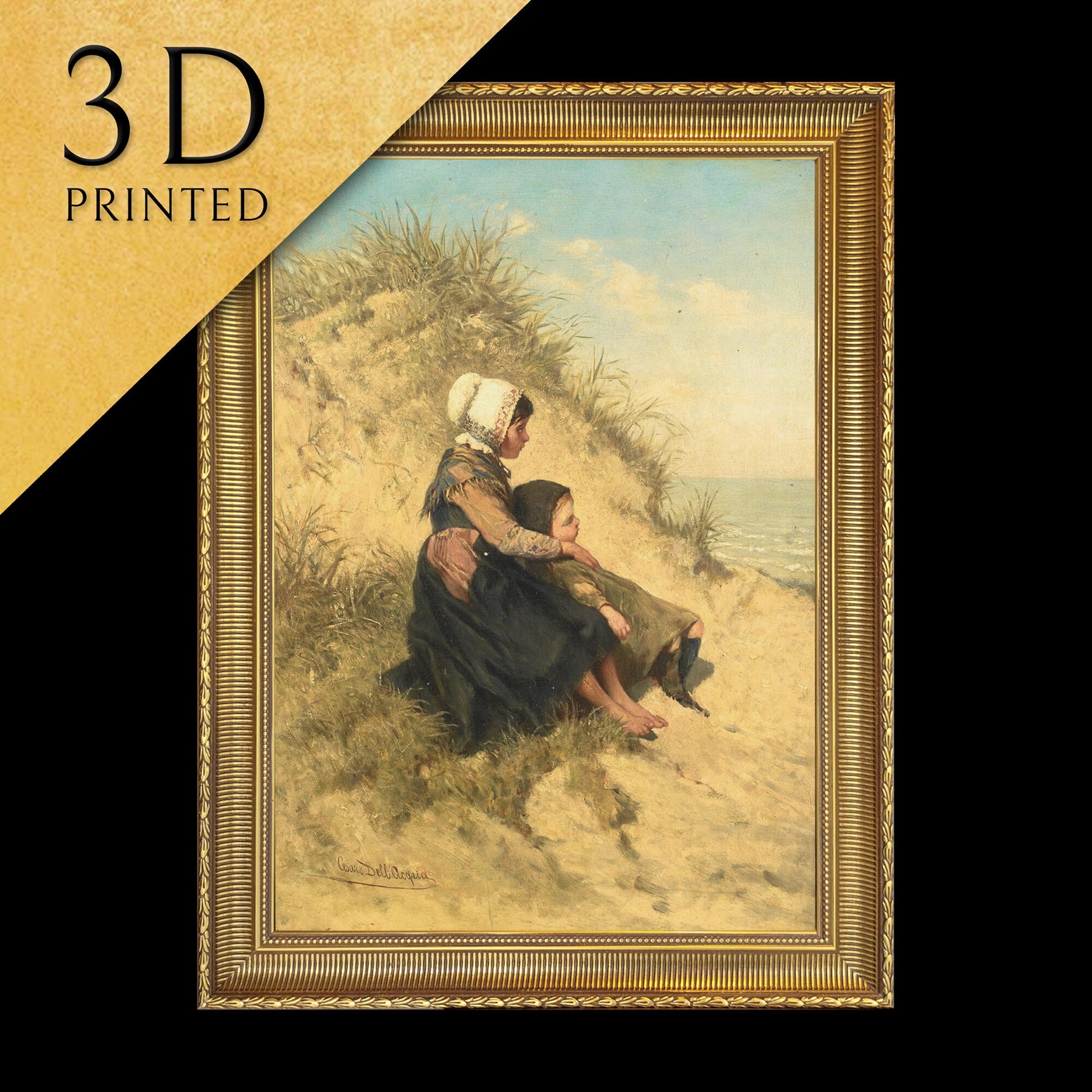 Auction by Cesare Felix Georges Dell' acqua, 3d Printed with texture and brush strokes looks like original oil painting