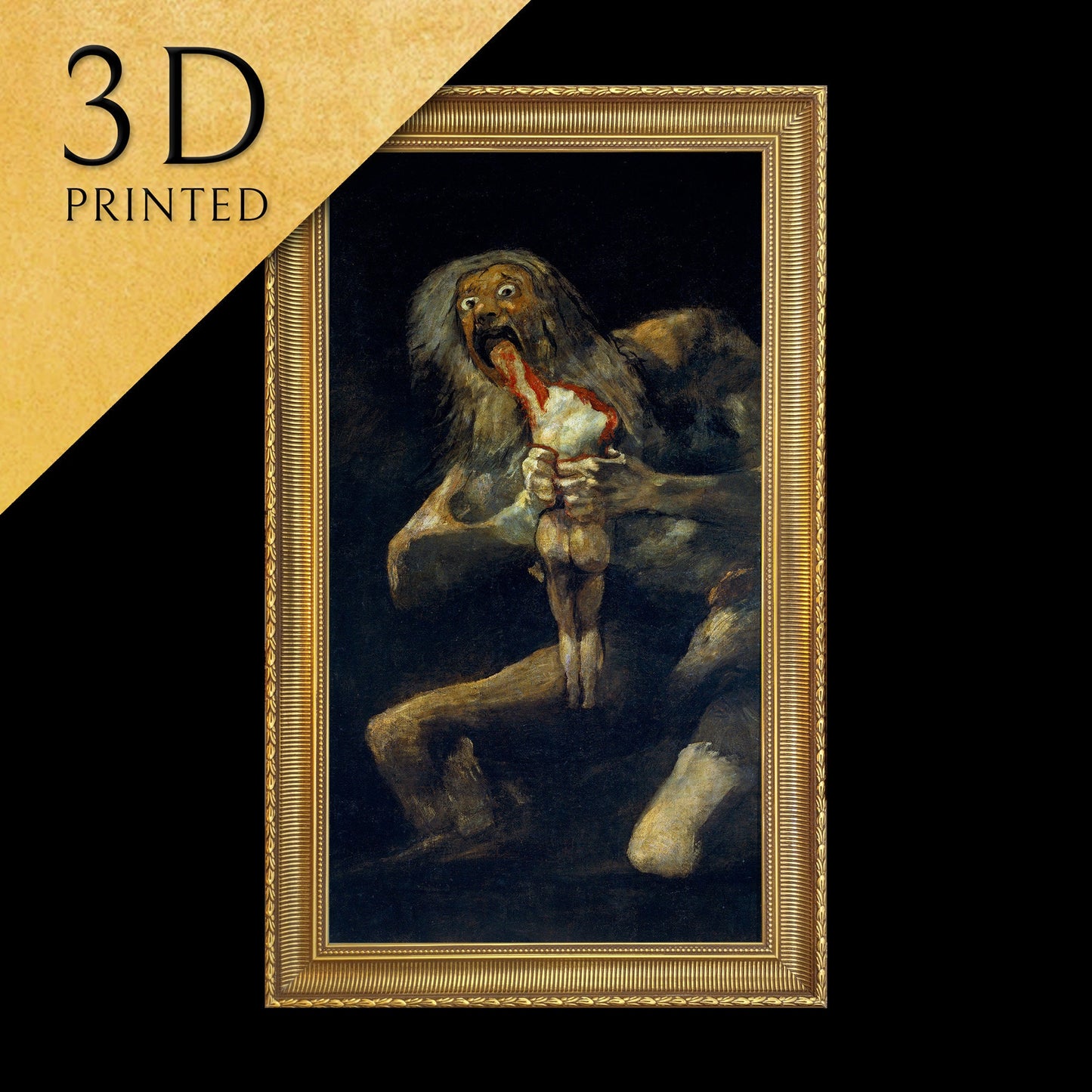 Saturn by Francisco de Goya, 3d Printed with texture and brush strokes looks like original oil painting