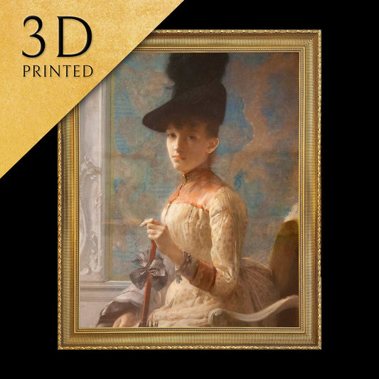 Portrait of Madame Charles Steeg by Emile Levy, 3d Printed with texture and brush strokes looks like original oil painting