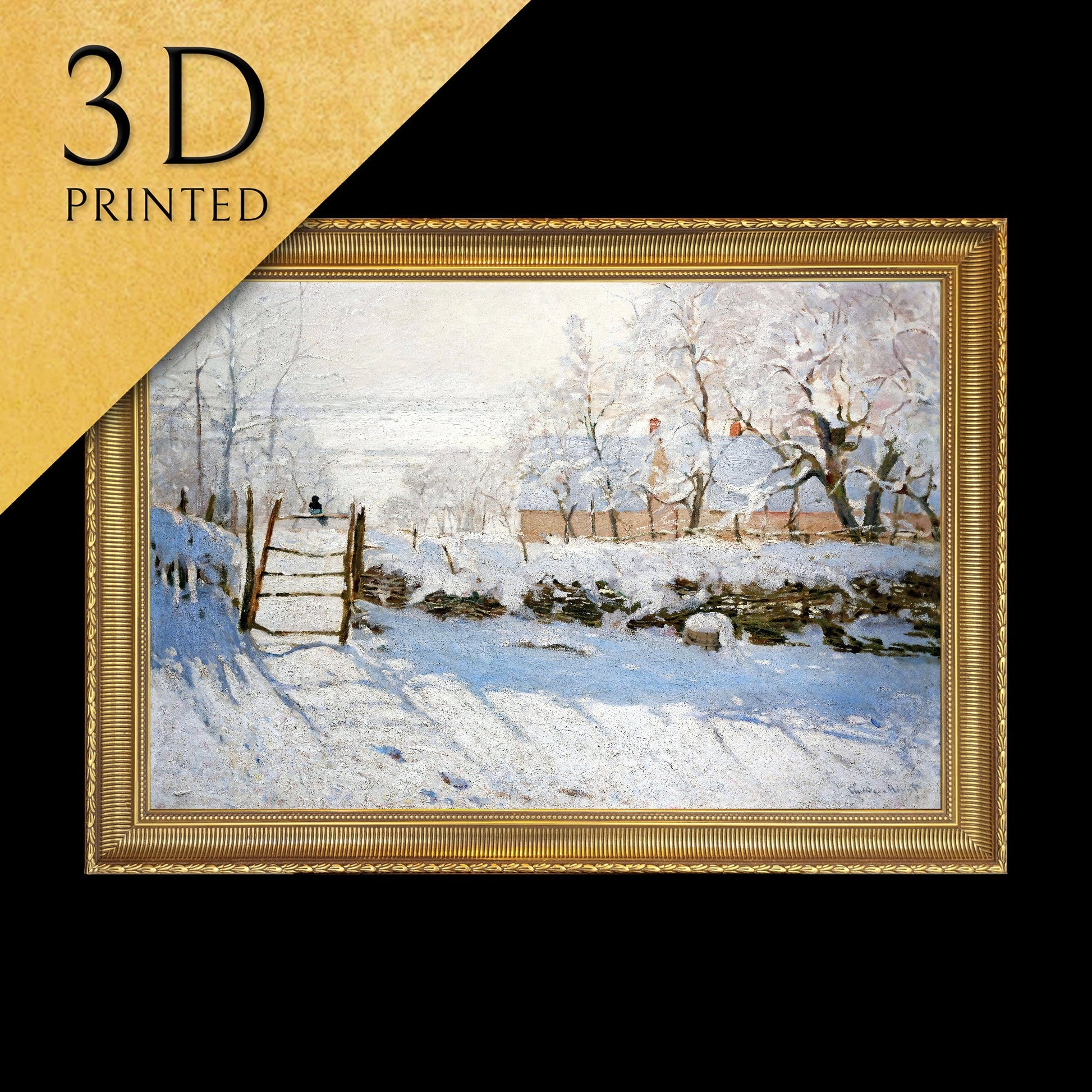 The Magpie by Claude Monet, 3d Printed with texture and brush strokes looks like original oil painting