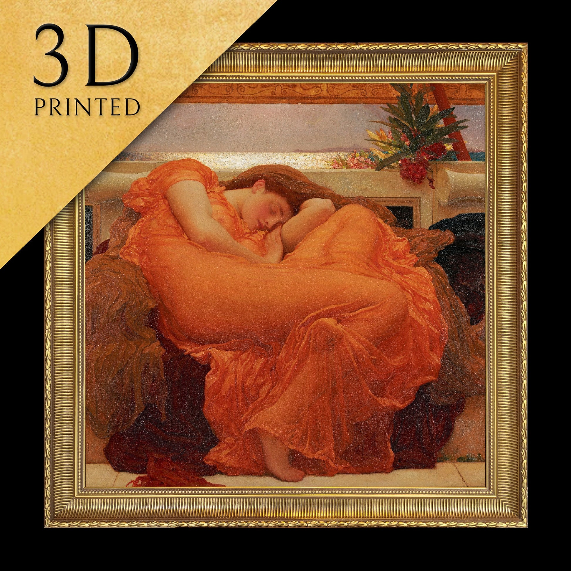 Flaming June by Frederic Leighton, 3d Printed with texture and brush strokes looks like original oil painting