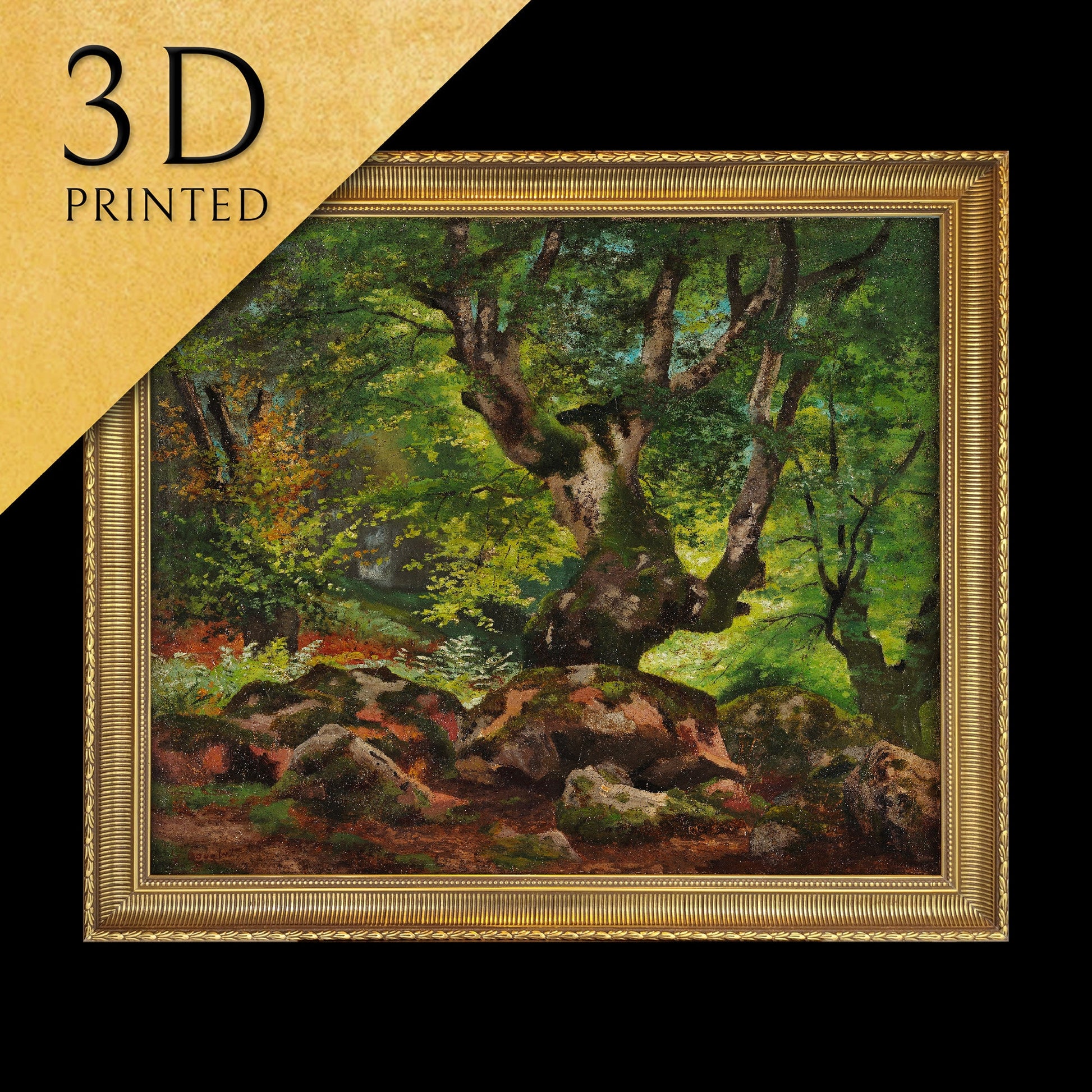 Closed woods by Gustave Courbet, 3d Printed with texture and brush strokes looks like original oil painting