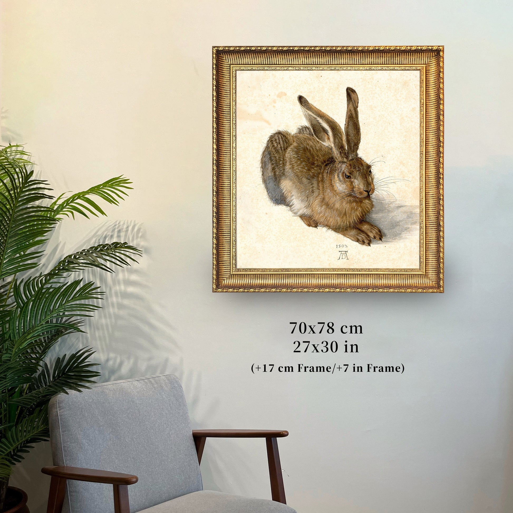 Young Hare by Albrecht Dürer, 3d Printed with texture and brush strokes looks like original oil painting