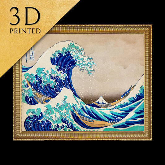 Kanagawa Oki Nami Ura by Katsushika Hokusai, 3d Printed with texture and brush strokes looks like original oil painting