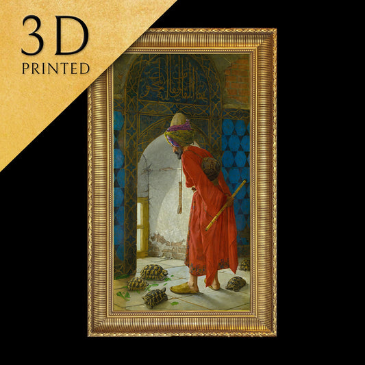 The Tortoise Trainer by Osman Hamdi Bey, 3d Printed with texture and brush strokes looks like original oil painting