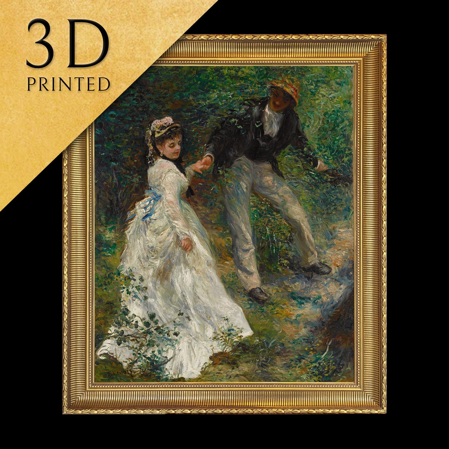 La Promenade by Pierre Auguste Renoir, 3d Printed with texture and brush strokes looks like original oil painting