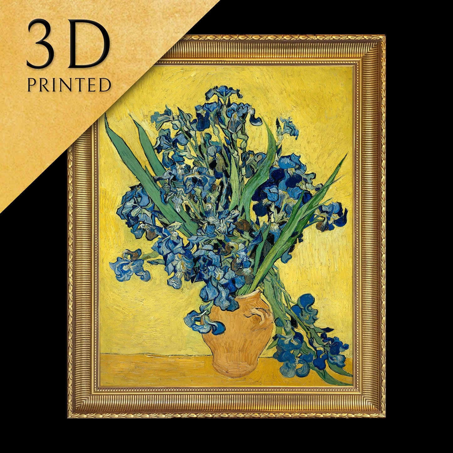 Irises by Vincent Van Gogh, 3d Printed with texture and brush strokes looks like original oil-painting