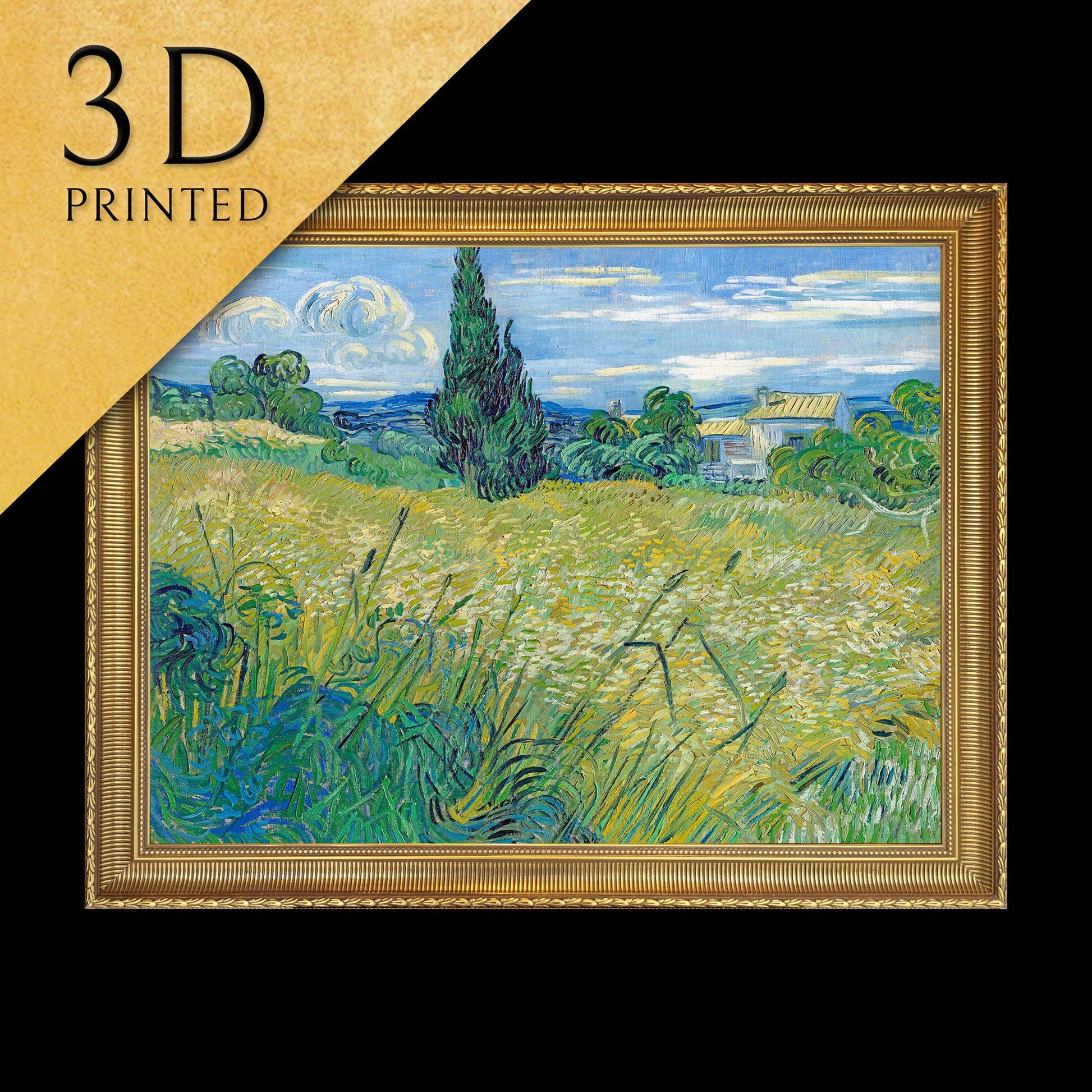 Green Wheat by Vincent Van Gogh, 3d Printed with texture and brush strokes looks like original oil painting