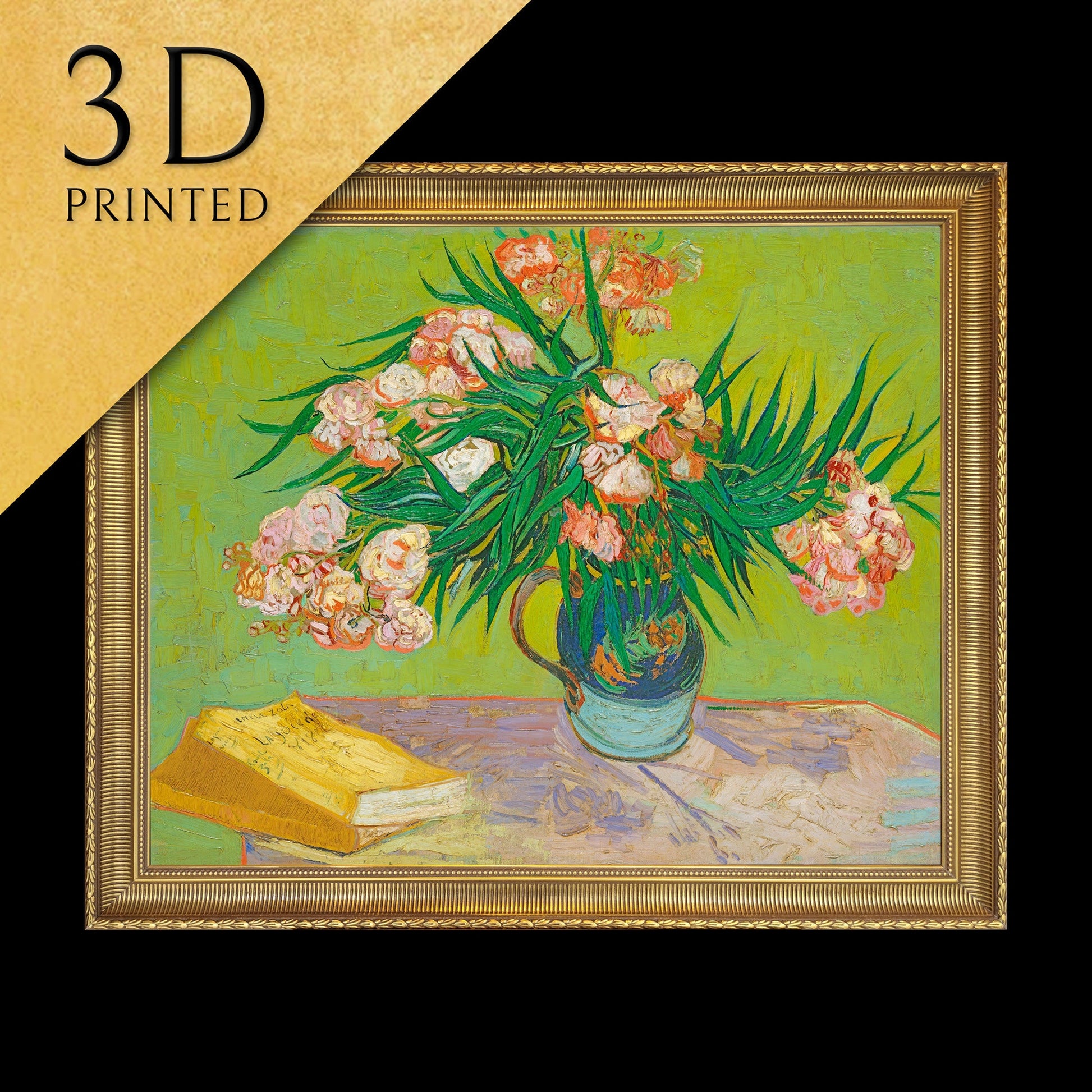 Oleanders by Vincent Van Gogh, 3d Printed with texture and brush strokes looks like original oil painting