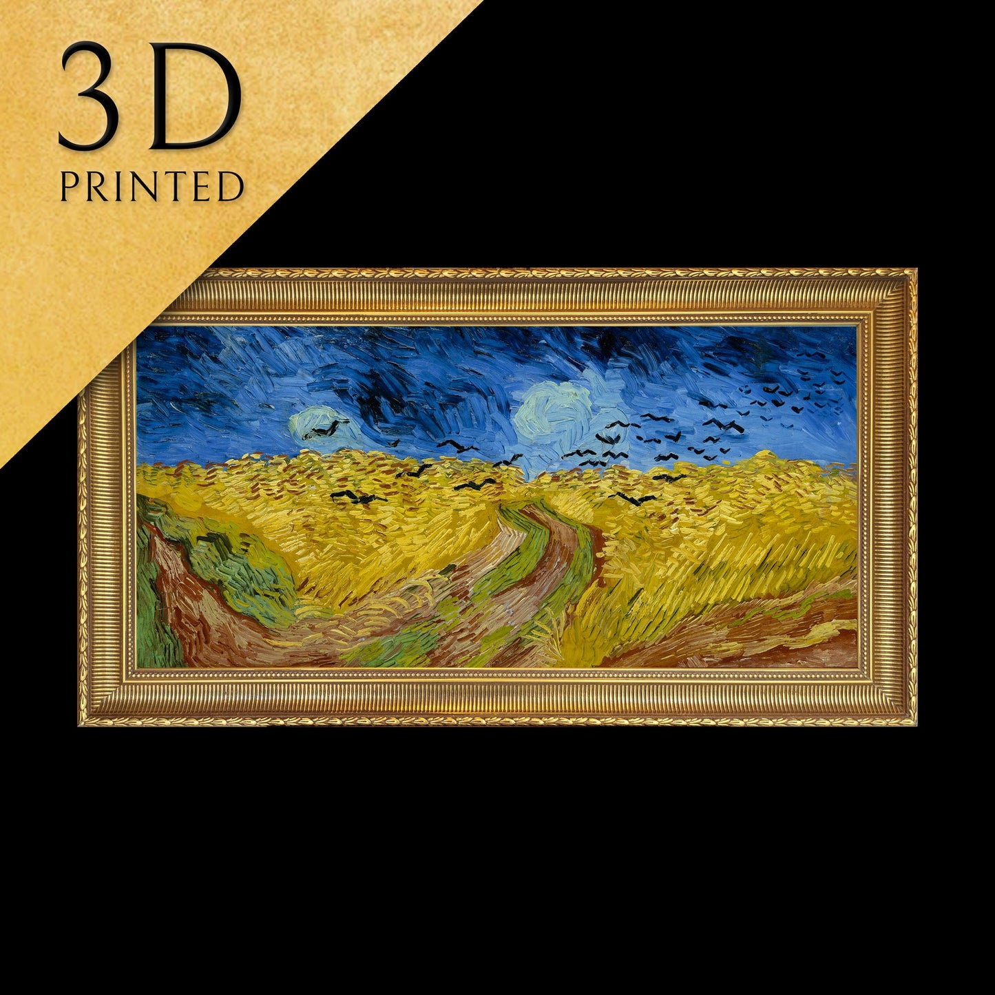 Crows by Vincent Van Gogh, 3d Printed with texture and brush strokes looks like original oil-painting