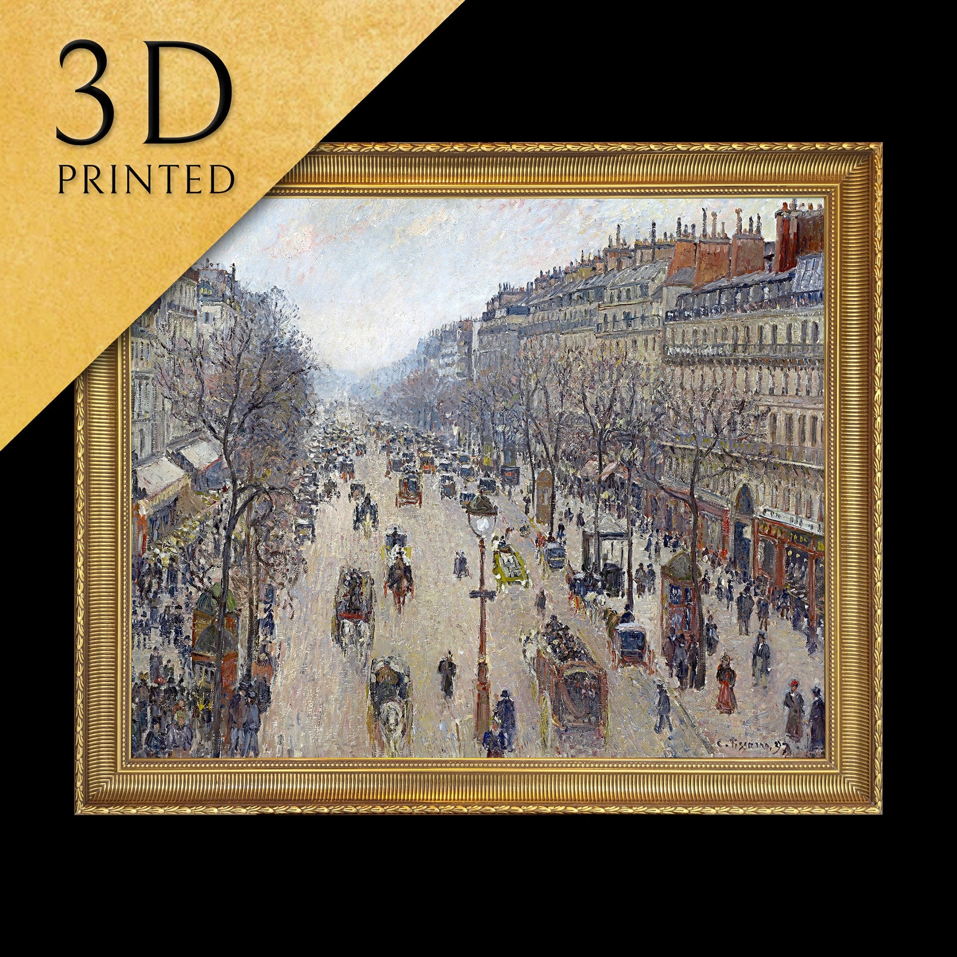 Boulevard Montmarte by Camille Pissarro, 3d Printed with texture and brush strokes looks like original oil painting