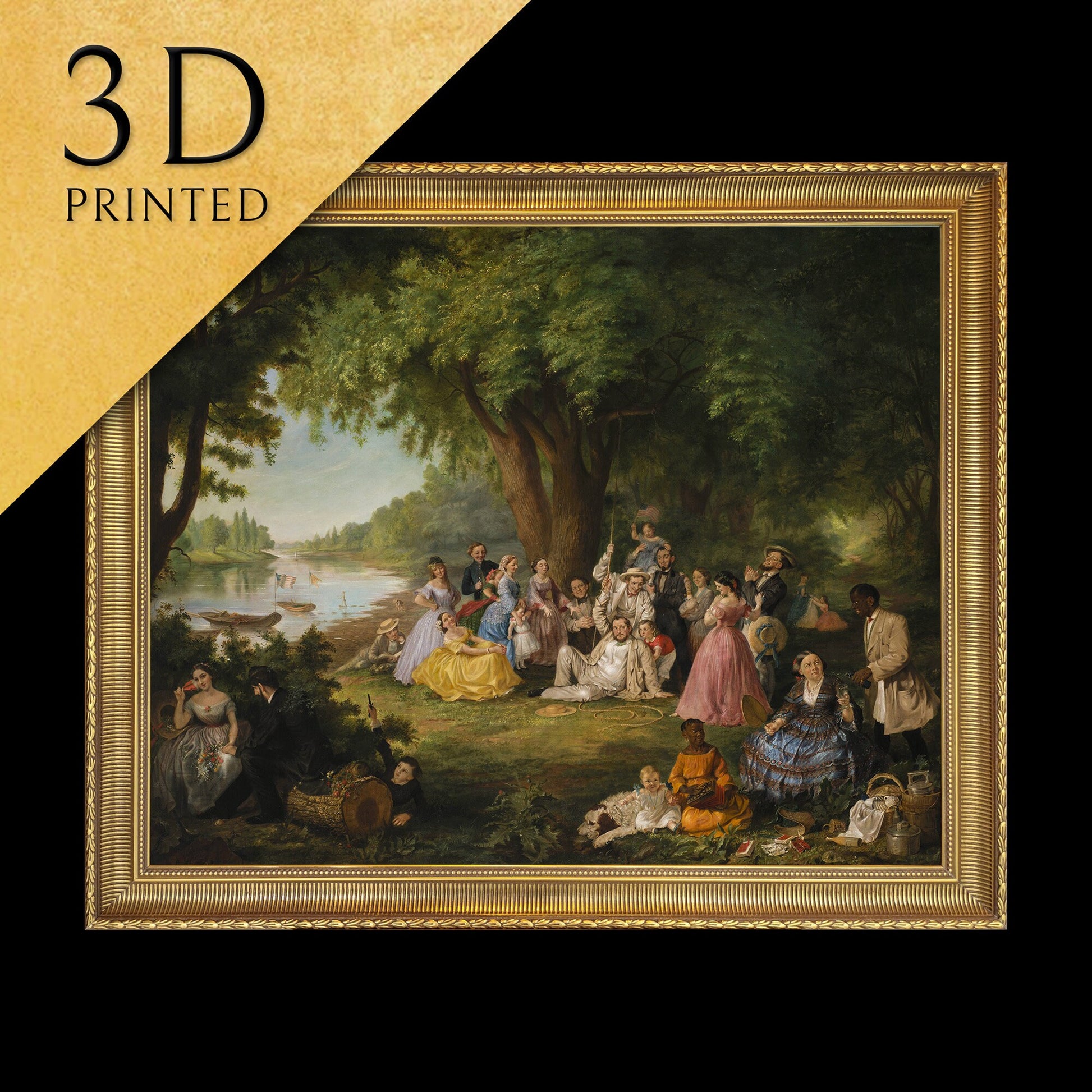 The Artist and Her Family by Lilly Martin Spencer, 3d Printed with texture and brush strokes looks like original oil-painting, code:096