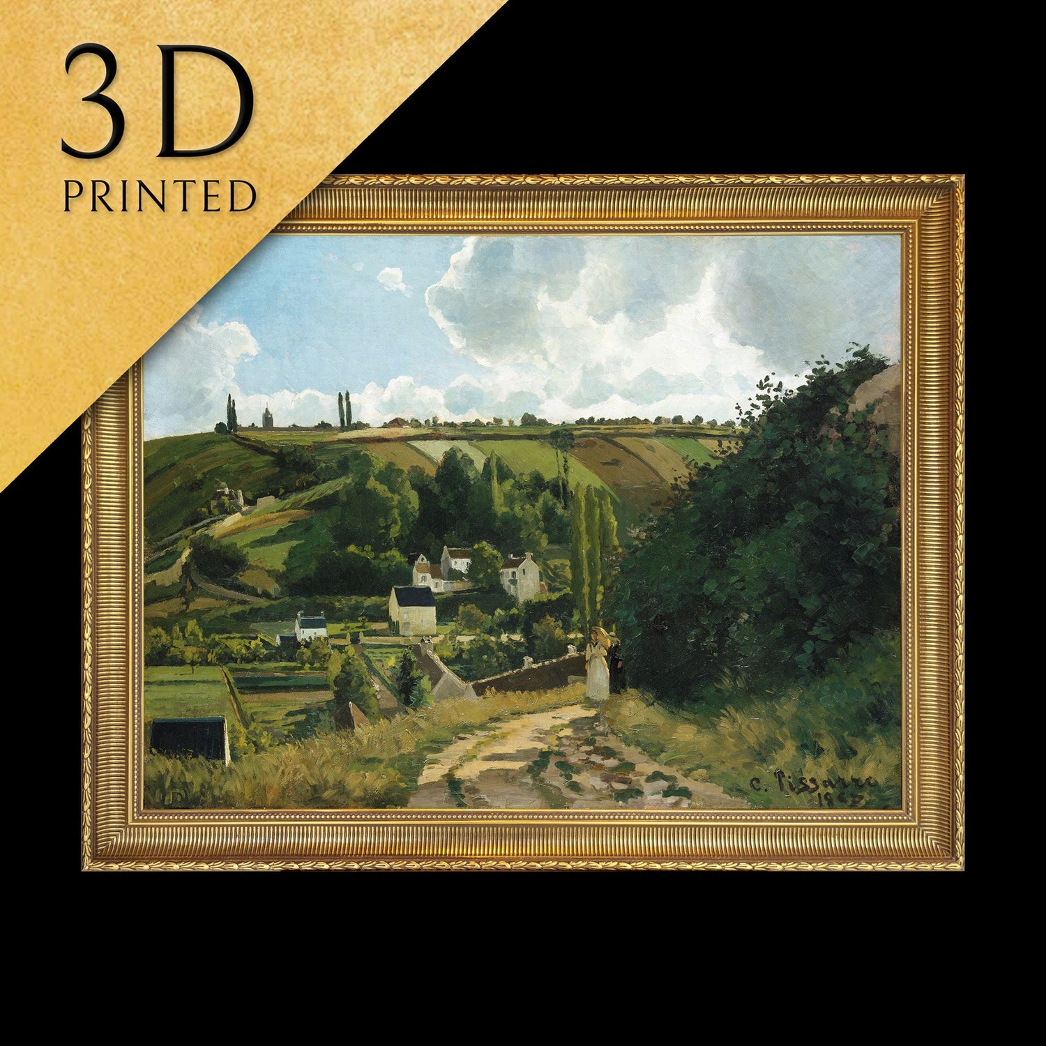 Jalais Hill, Pontoise by Camille Pissarro, 3d Printed with texture and brush strokes looks like original oil painting