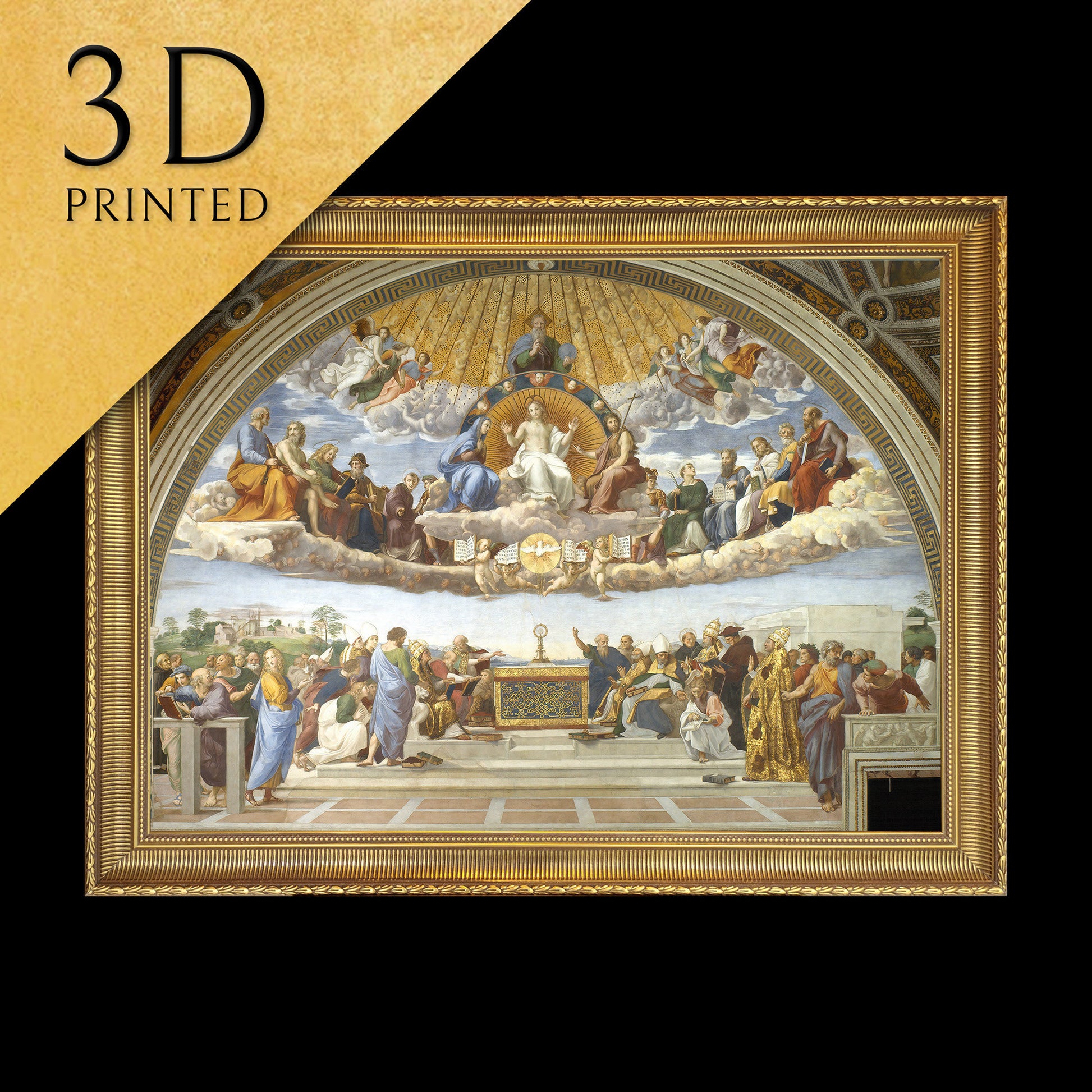 Disputation of the Holy Sacrament by Raphael, 3d Printed with texture and brush strokes looks like original oil painting