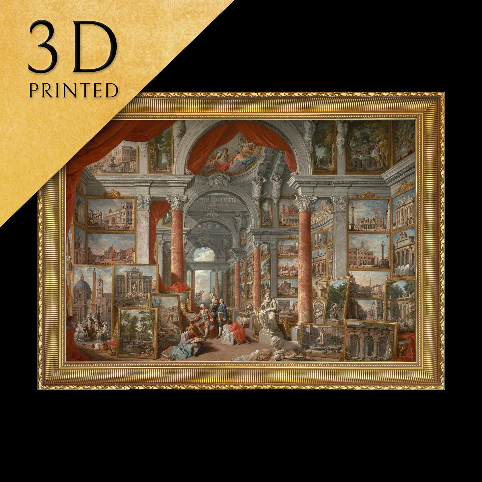 Picture Gallery by Giovanni Paolo Pannini, 3d Printed with texture and brush strokes looks like original oil painting , renaissance print