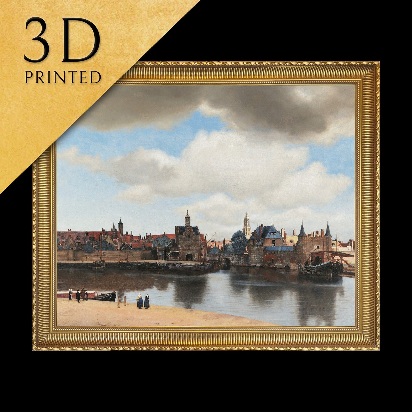 View of Delft by Johannes Vermeer, 3d Printed with texture and brush strokes looks like original oil painting, famous work print