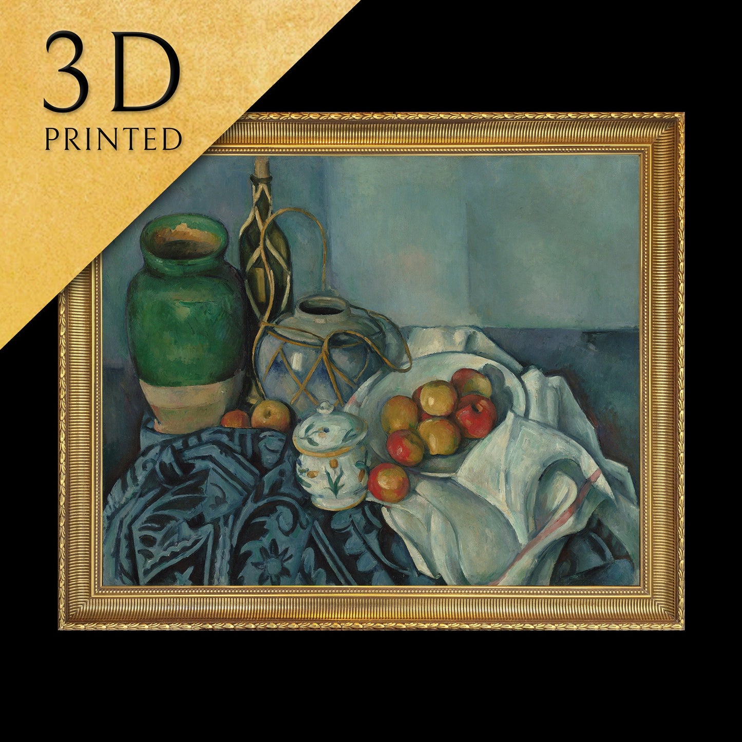 Still Life with Apples by Paul Cezanne, 3d Printed with texture and brush strokes looks like original oil painting