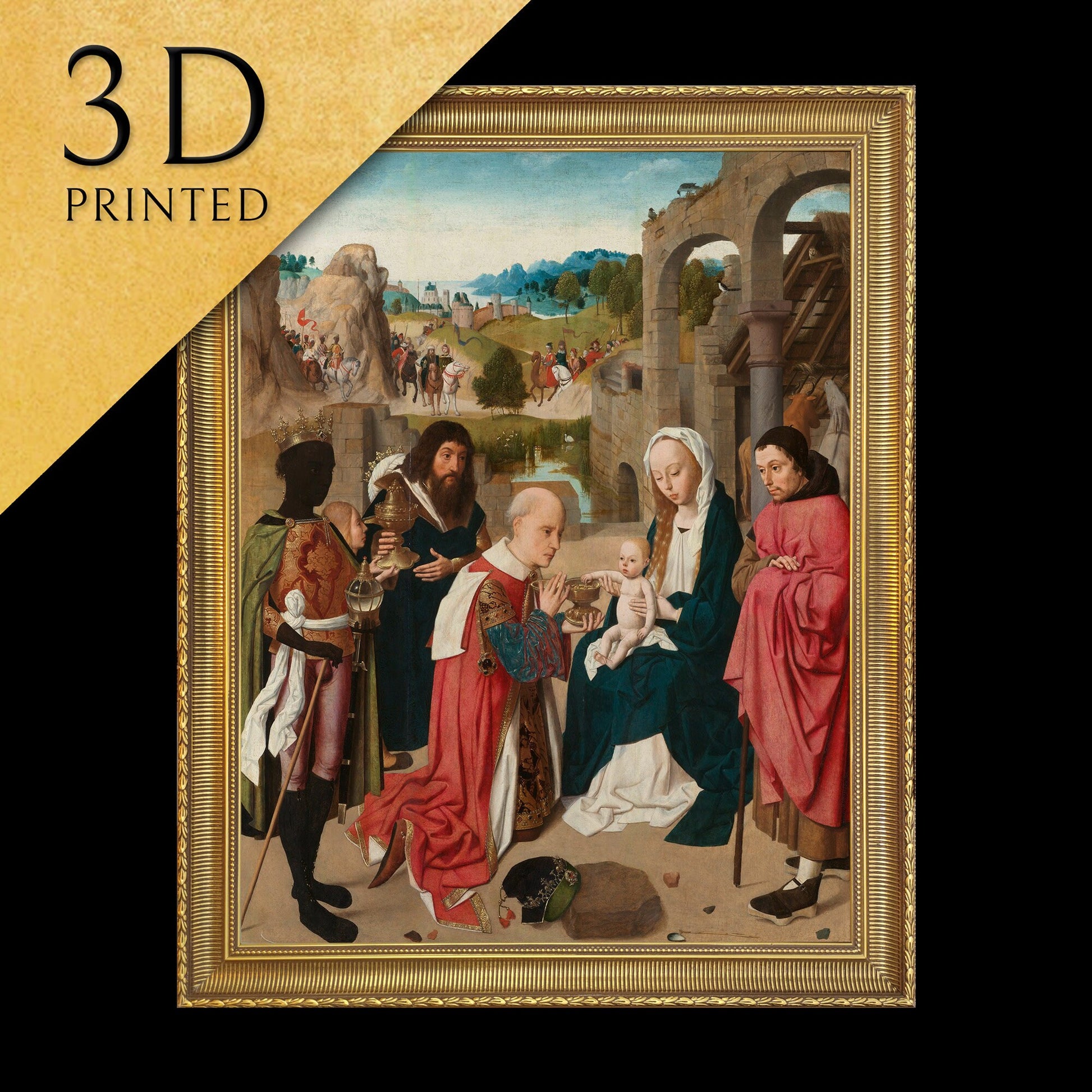 The Worship of the Kings by Geertgen tot Sint Jans, 3d Printed with texture and brush strokes looks like original oil painting