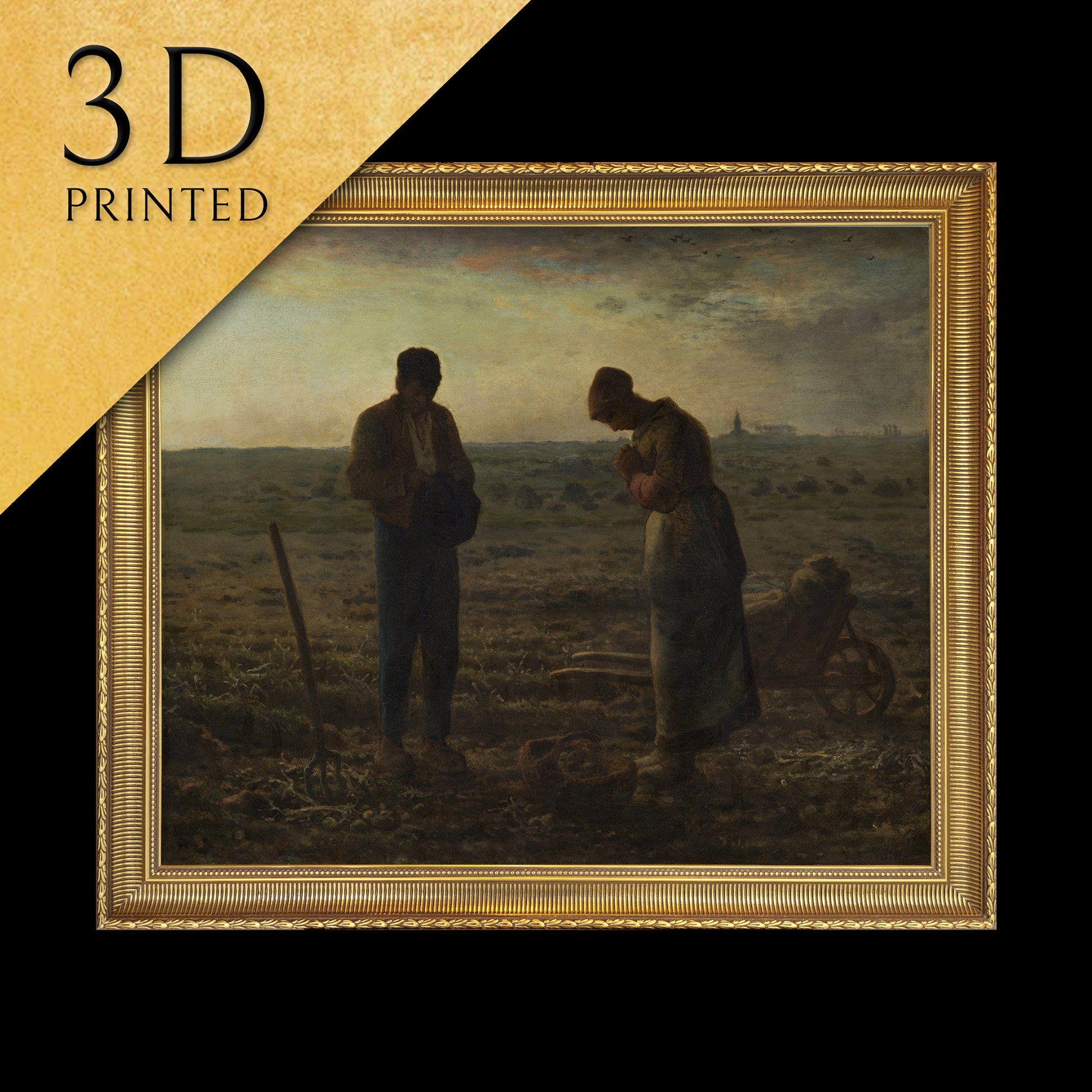 The Angelus by Jean François Millet, 3d Printed with texture and brush strokes looks like original oil painting