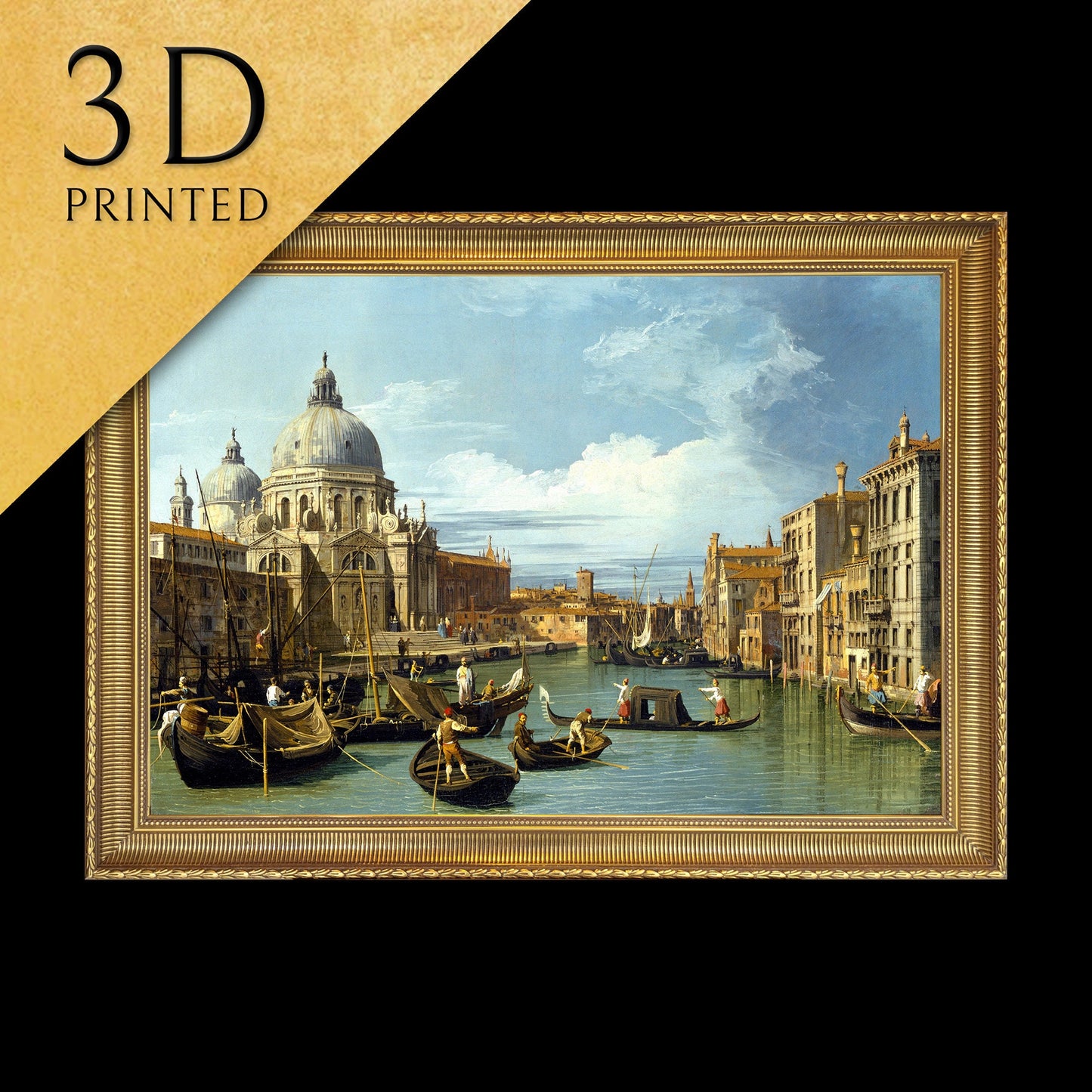 The Entrance to the Grand Canal by Canaletto, 3d Printed with texture and brush strokes looks like original oil painting