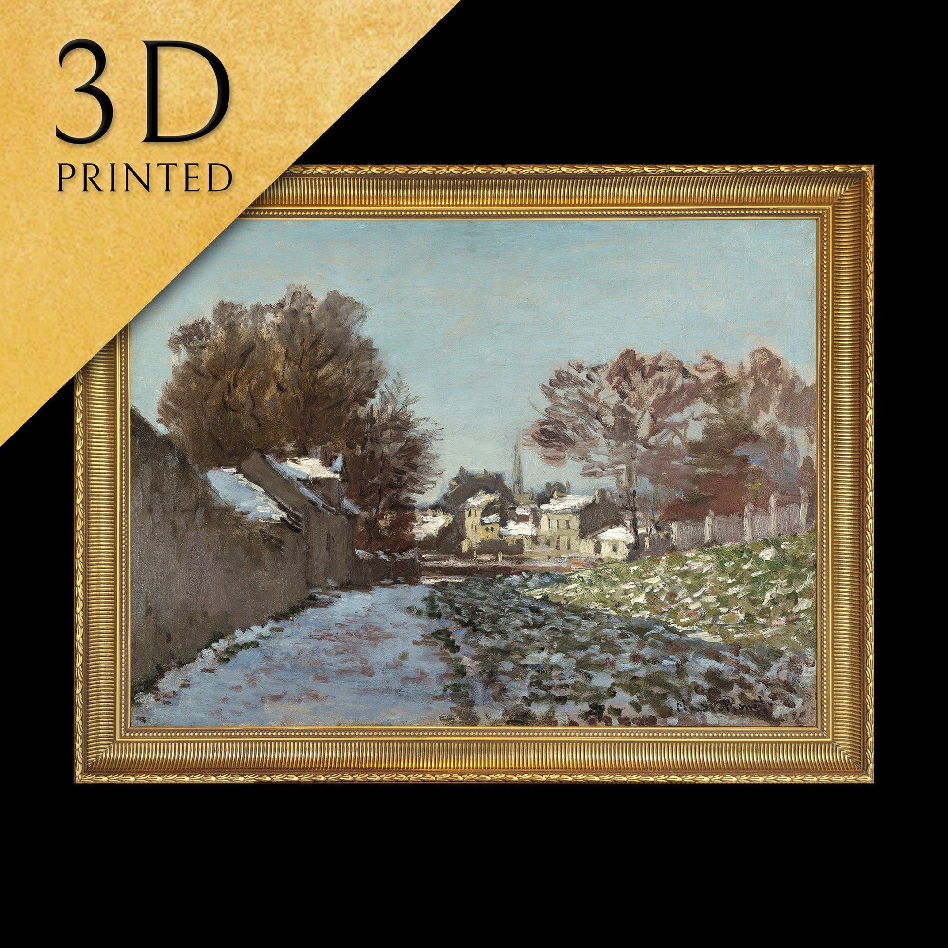 Snow at Argenteuil by Cauld Monet, 3d Printed with texture and brush strokes looks like original oil painting