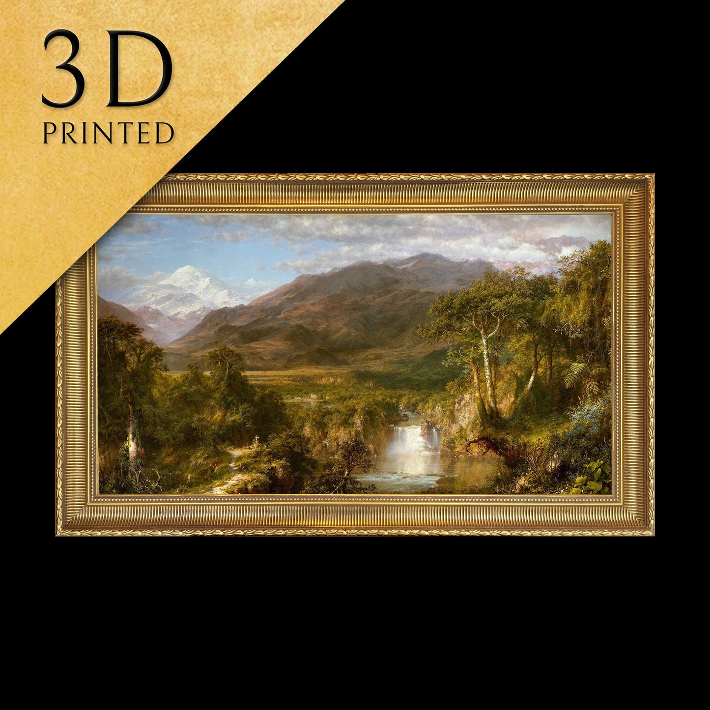 Heart of the Andes by Frederic Edwin Church, 3d Printed with texture and brush strokes looks like original oil painting