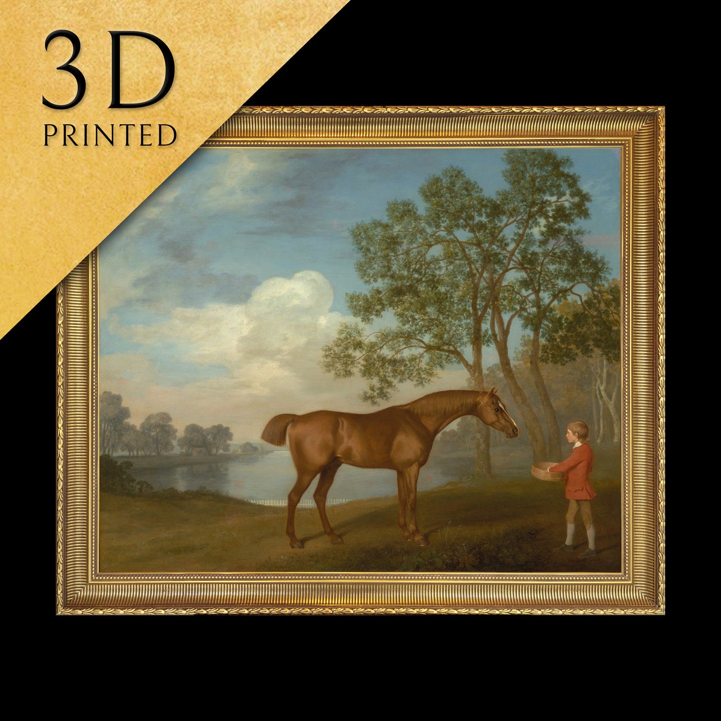 Pumpkin with a Stable lad by George Stubbs, 3d Printed with texture and brush strokes looks like original oil painting