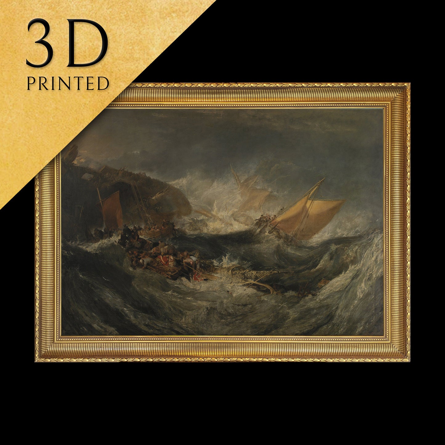 The Wreck of a Transport Ship by J M W Turner, 3d Printed with texture and brush strokes looks like original oil painting