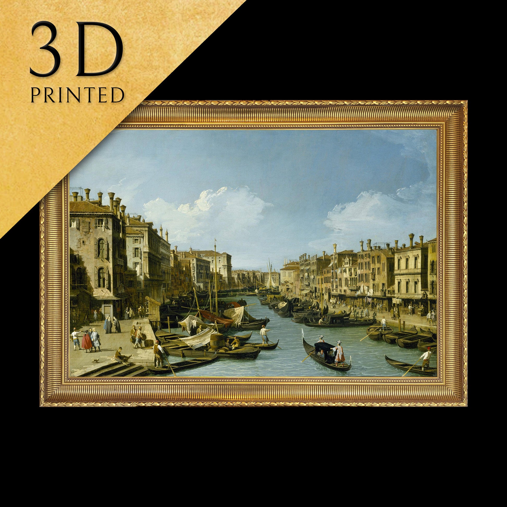 The Grand Canal by Canaletto, 3d Printed with texture and brush strokes looks like original oil painting