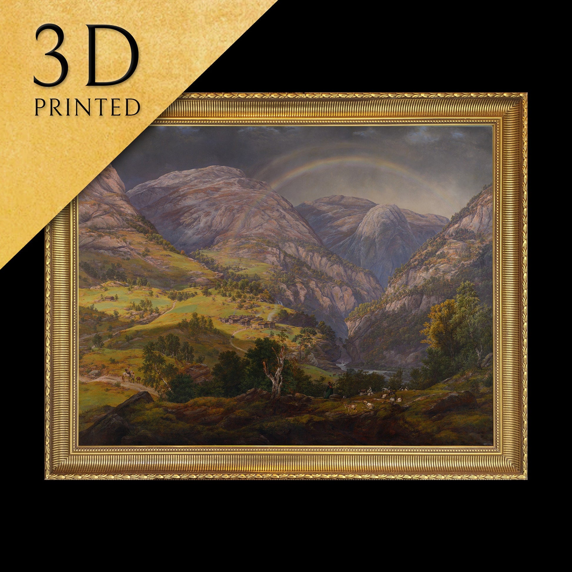 View from Stalheim by Johan Christian Dahl, 3d Printed with texture and brush strokes looks like original oil painting