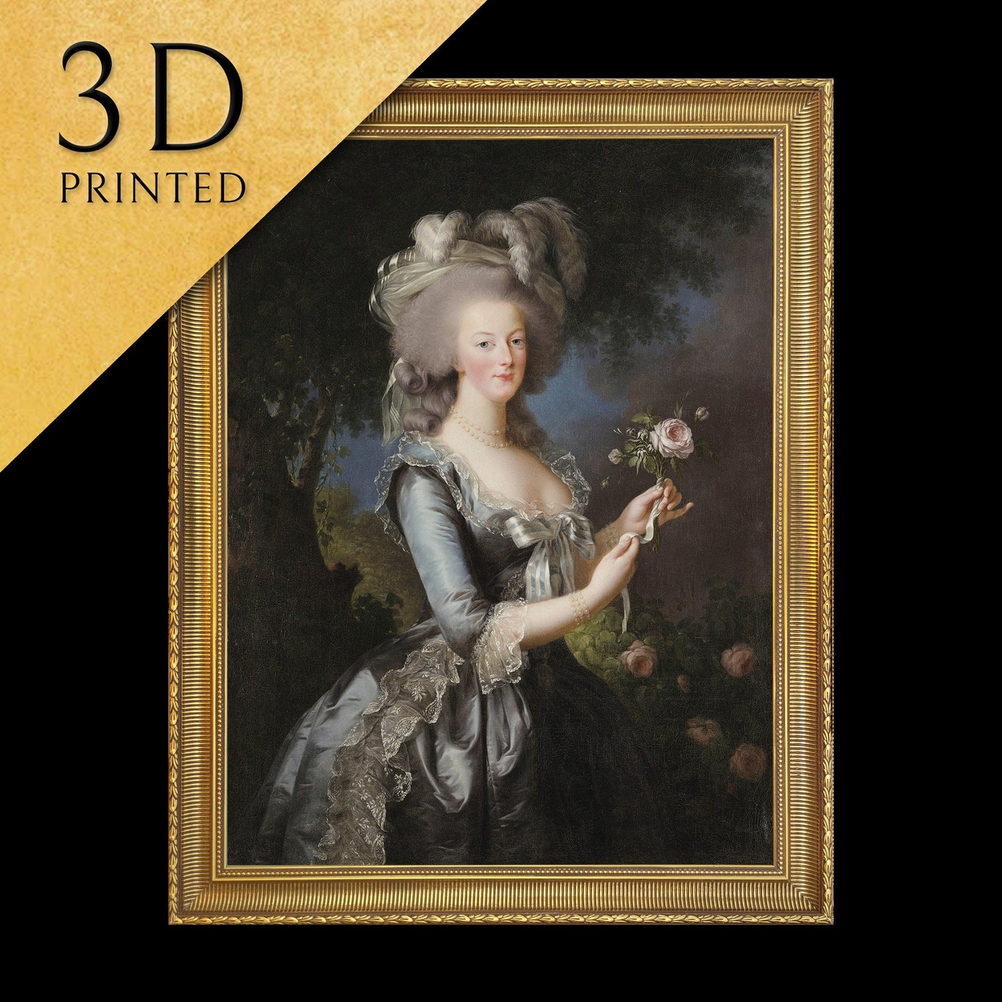 Marie Antoinette by Elisabeth Vigee Le Brun Marie, 3d Printed with texture and brush strokes looks like original oil painting