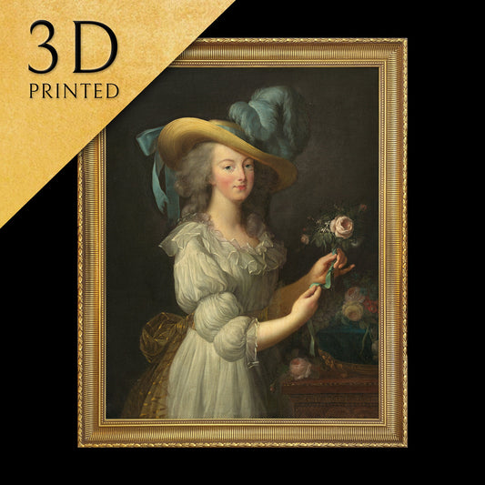 Marie Antoinette by Elisabeth Vigee Le Brun Marie, 3d Printed with texture and brush strokes looks like original oil painting