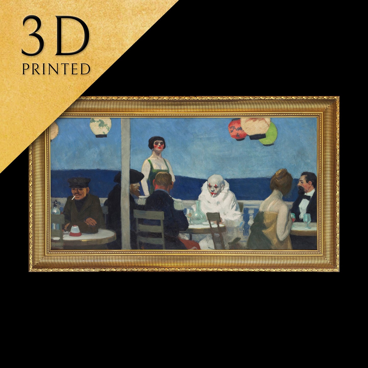 Soir Bleu by Edward Hopper, 3d Printed with texture and brush strokes looks like original oil painting