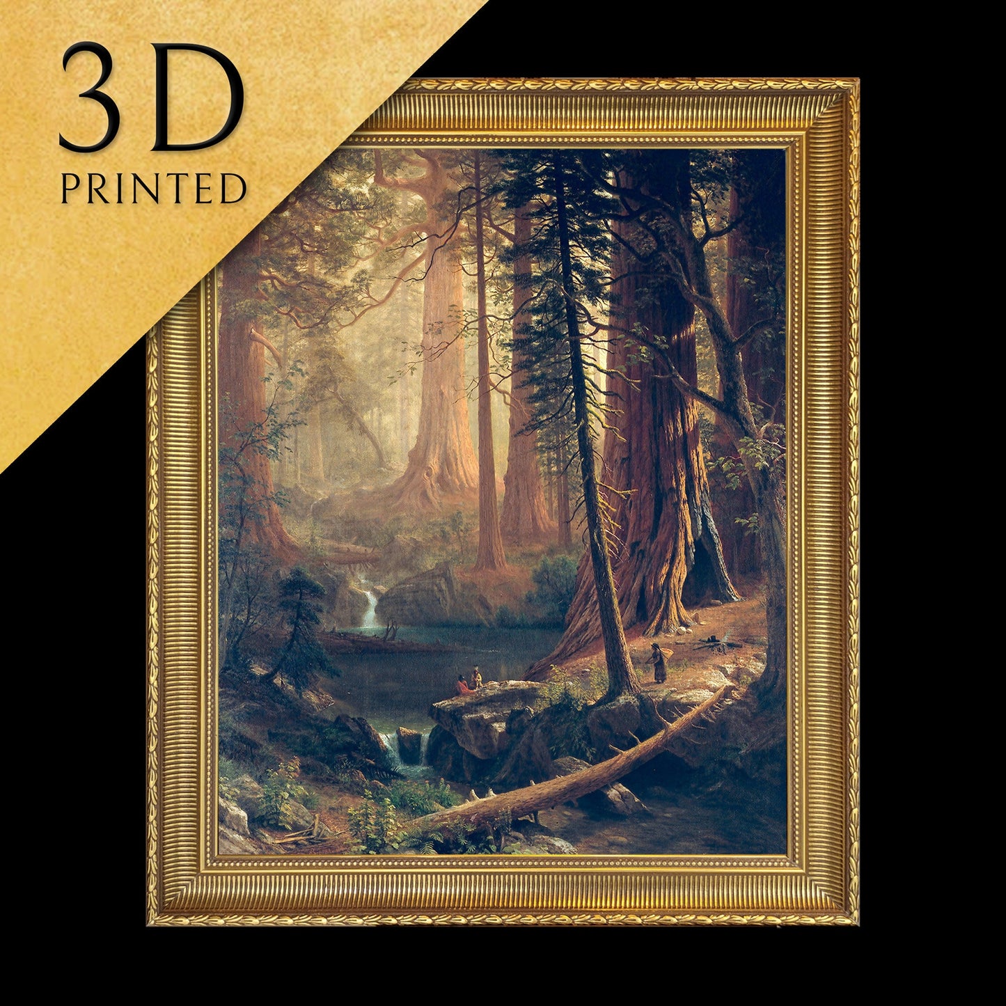 Giant Redwood Trees of California by Albert Bierstadt, 3d Printed with texture and brush strokes looks like original oil painting