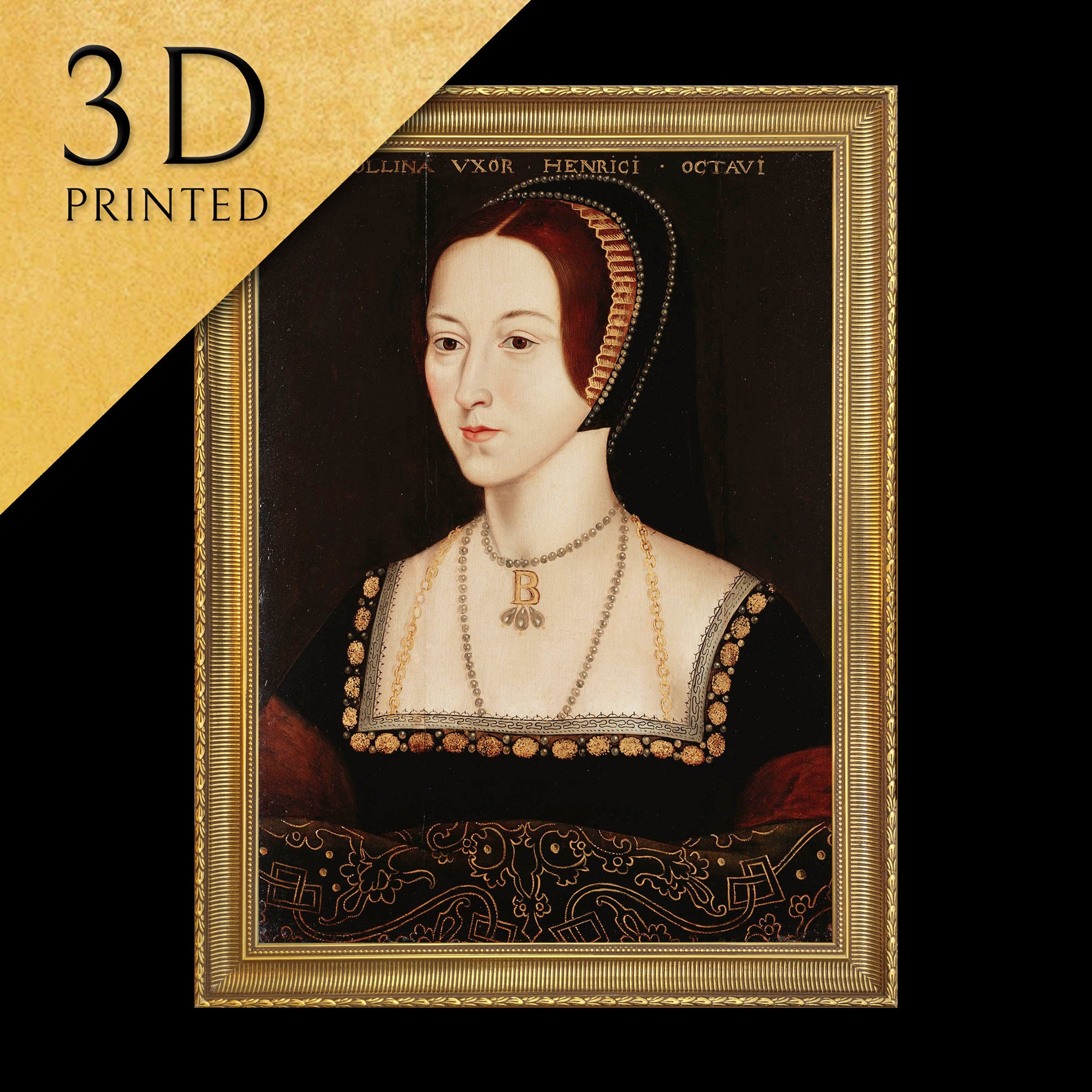 Anne Boleyn by Anonymous, 3d Printed with texture and brush strokes looks like original oil painting