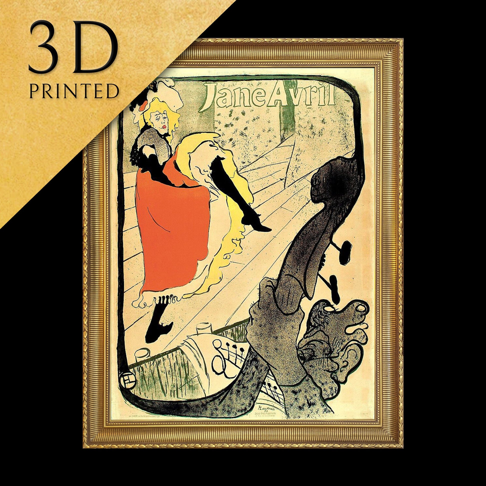 Jane Avril by Henri de Toulouse Lautrec, 3d Printed with texture and brush strokes looks like original oil painting