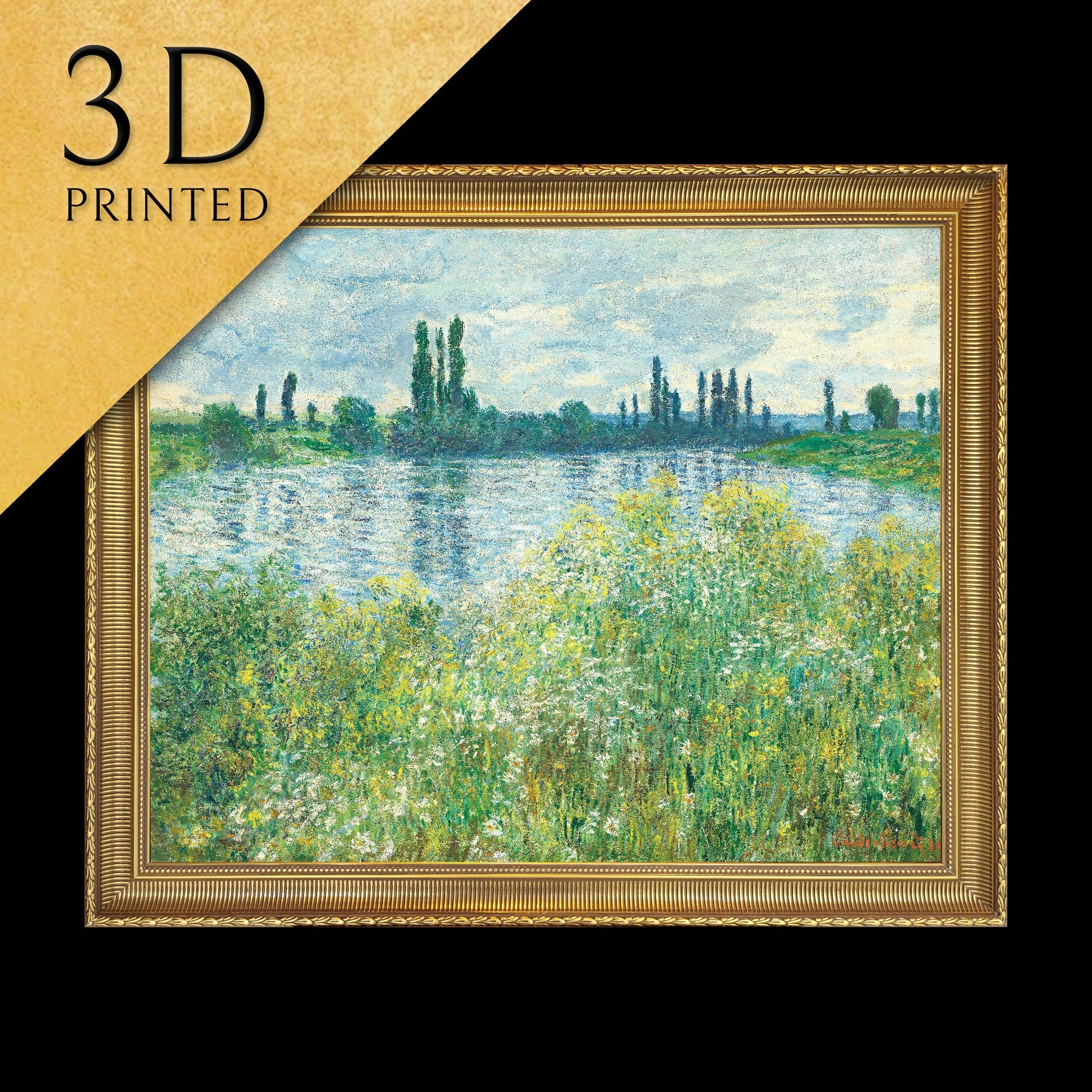 Bank of the Seine, Vétheuil by Claude Monet, 3d Printed with texture and brush strokes looks like original oil painting