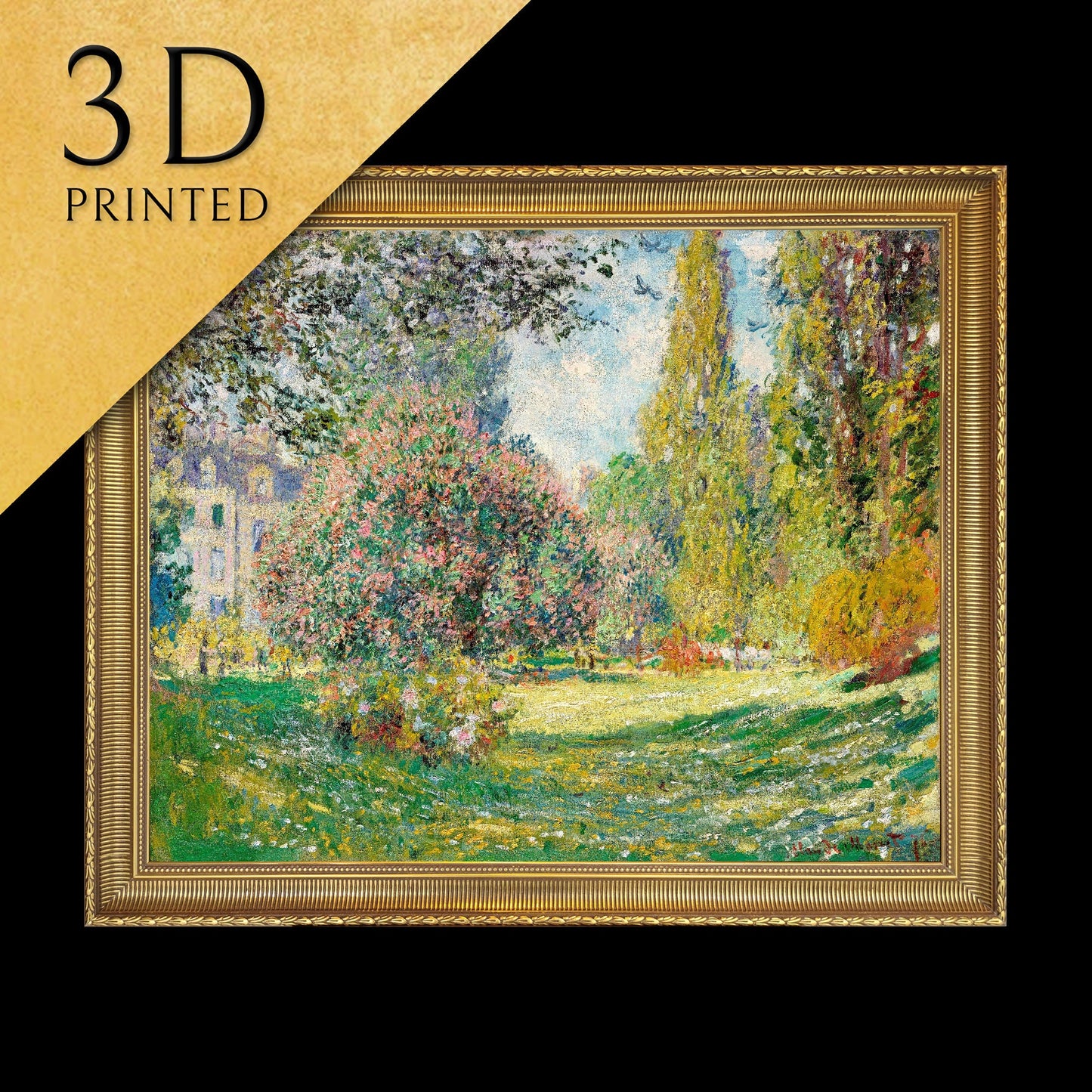 Landspace the Parc Monceau by Claude Monet, 3d Printed with texture and brush strokes looks like original oil painting