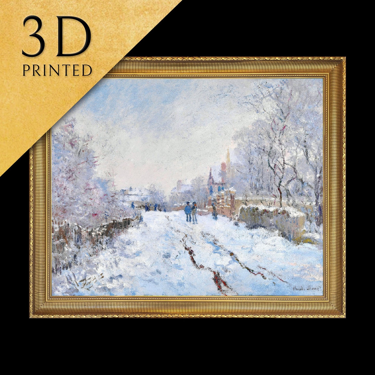 Snow at Argenteuil by Claude Monet, 3d Printed with texture and brush strokes looks like original oil painting