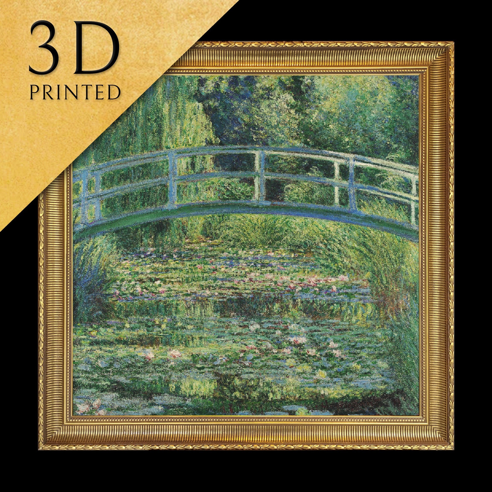 Claude Monet-Corner of Water Lily Pond, Stained cheapest glass and printing on Canvas (280 gsm thick canvas, matte)Present.Gift