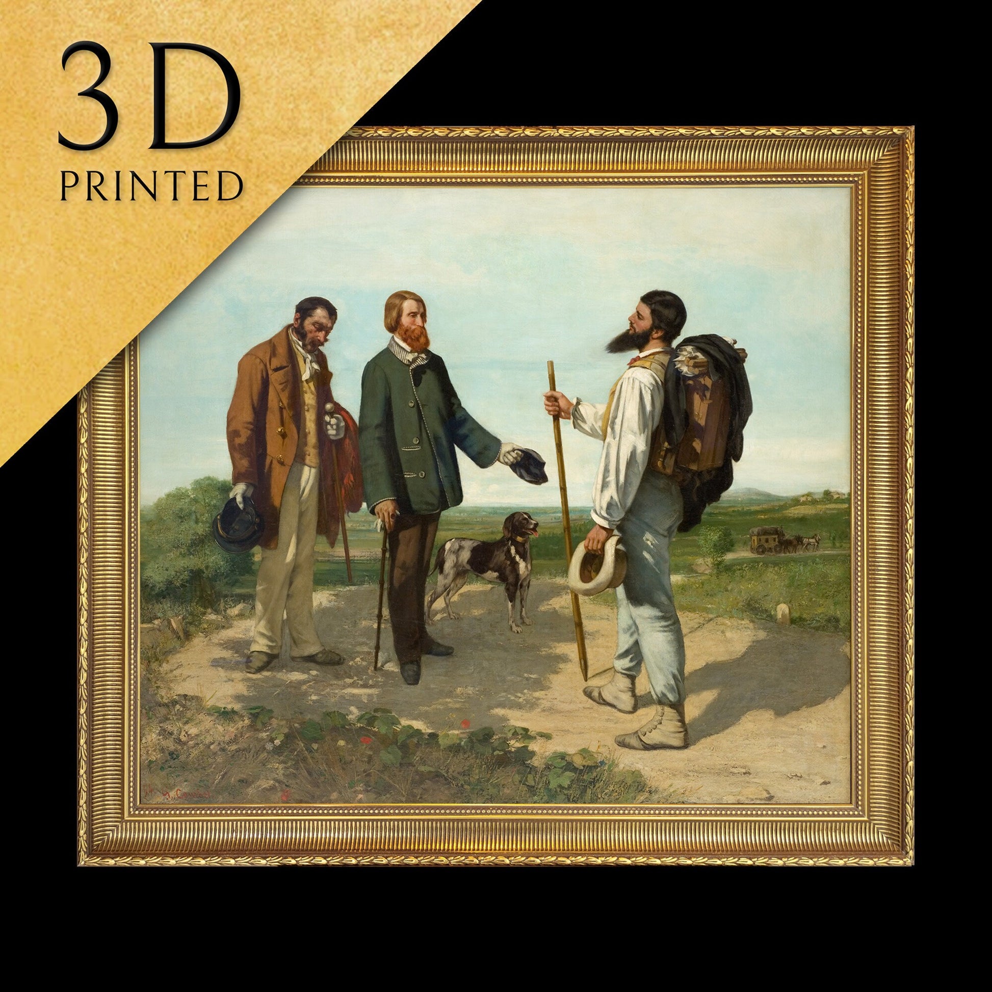 Hello Mr Courbet by Gustave Courbet, 3d Printed with texture and brush strokes looks like original oil painting