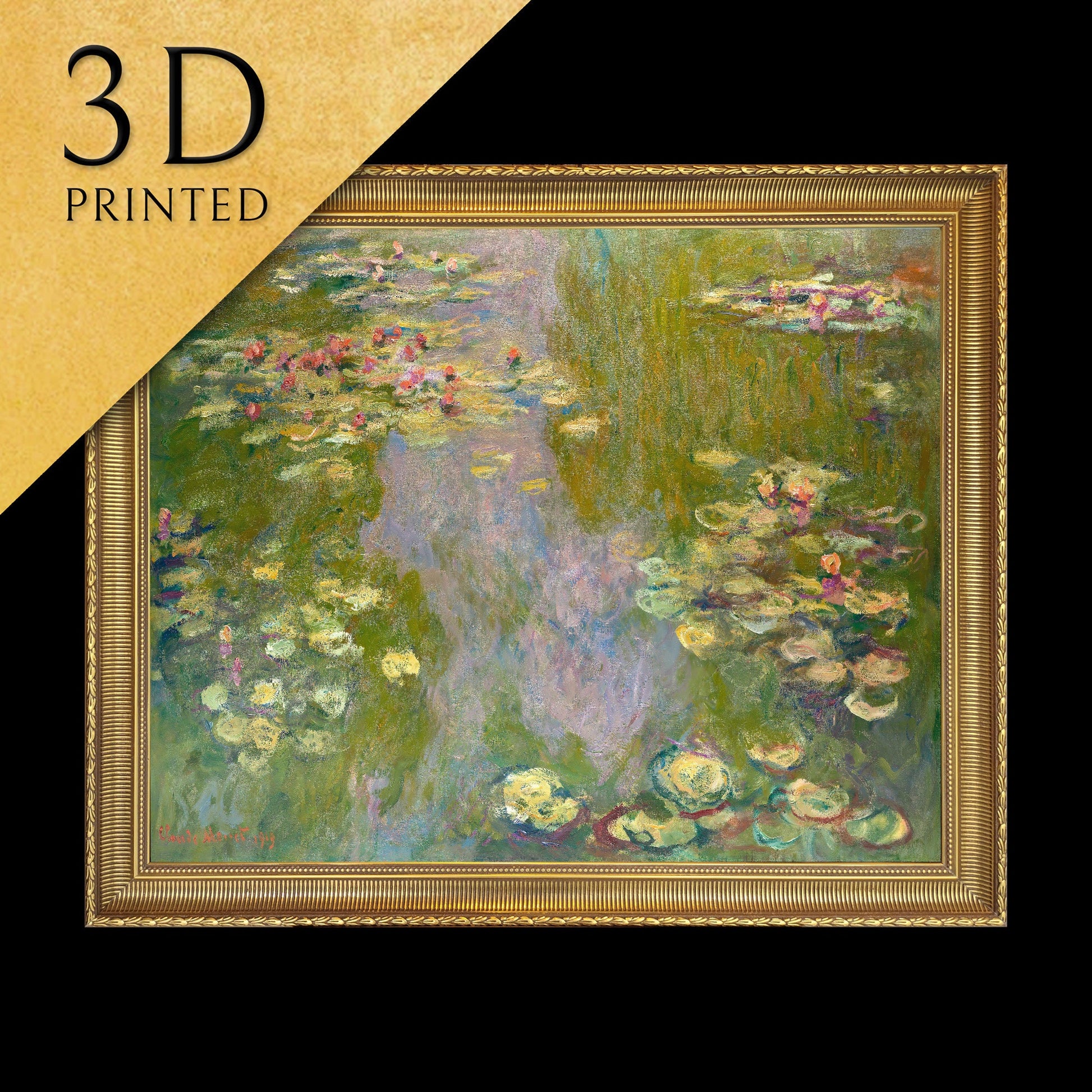 Water Lilies by Claude Monet, 3d Printed with texture and brush strokes looks like original oil painting