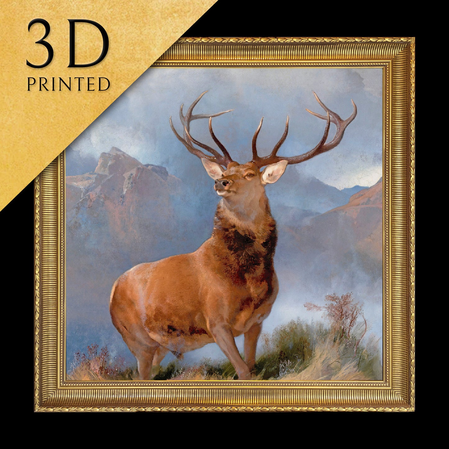 The Monarch of the Glen by Edwin Landseer, 3d Printed with texture and brush strokes looks like original oil painting