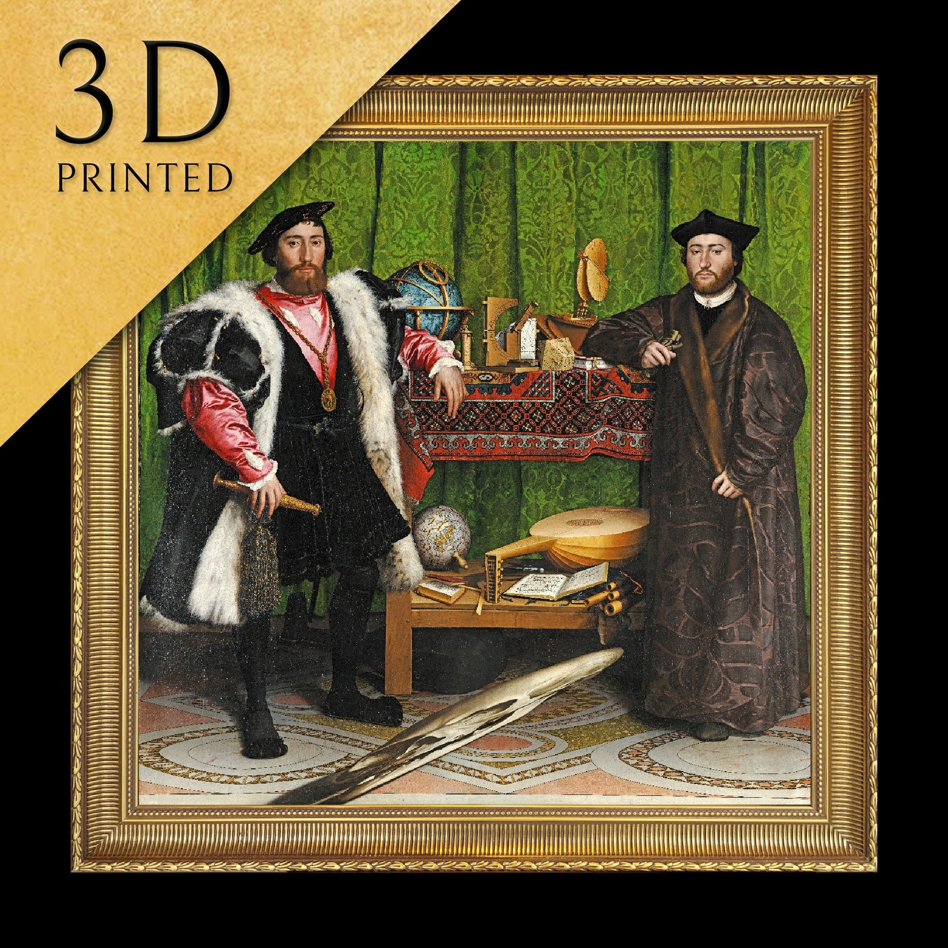 The Ambassadors by Hans Holbein, 3d Printed with texture and brush strokes looks like original oil painting